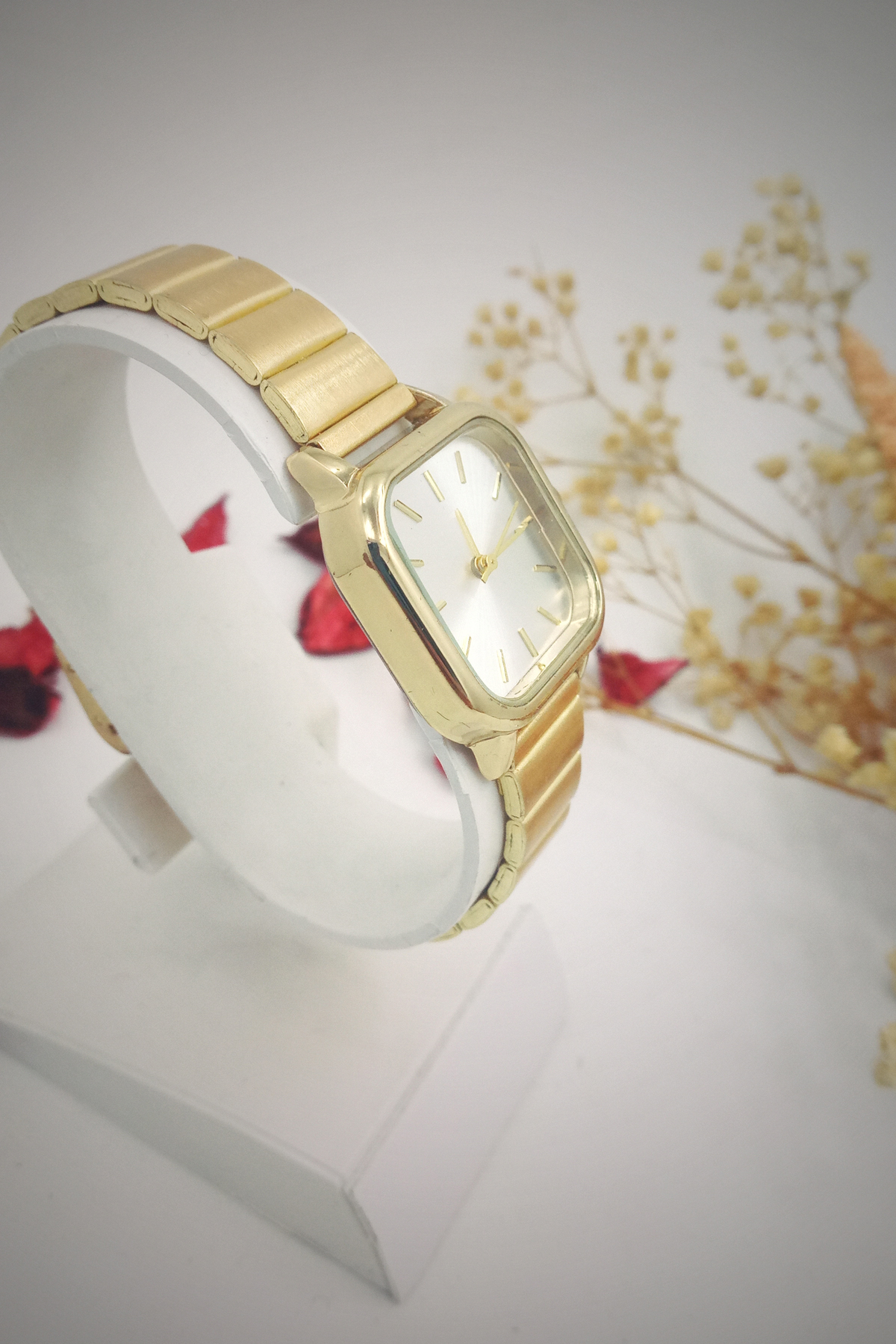 Re-Nox Kare Vintage Minimal Kadın Kol Saati Gold görsel 7