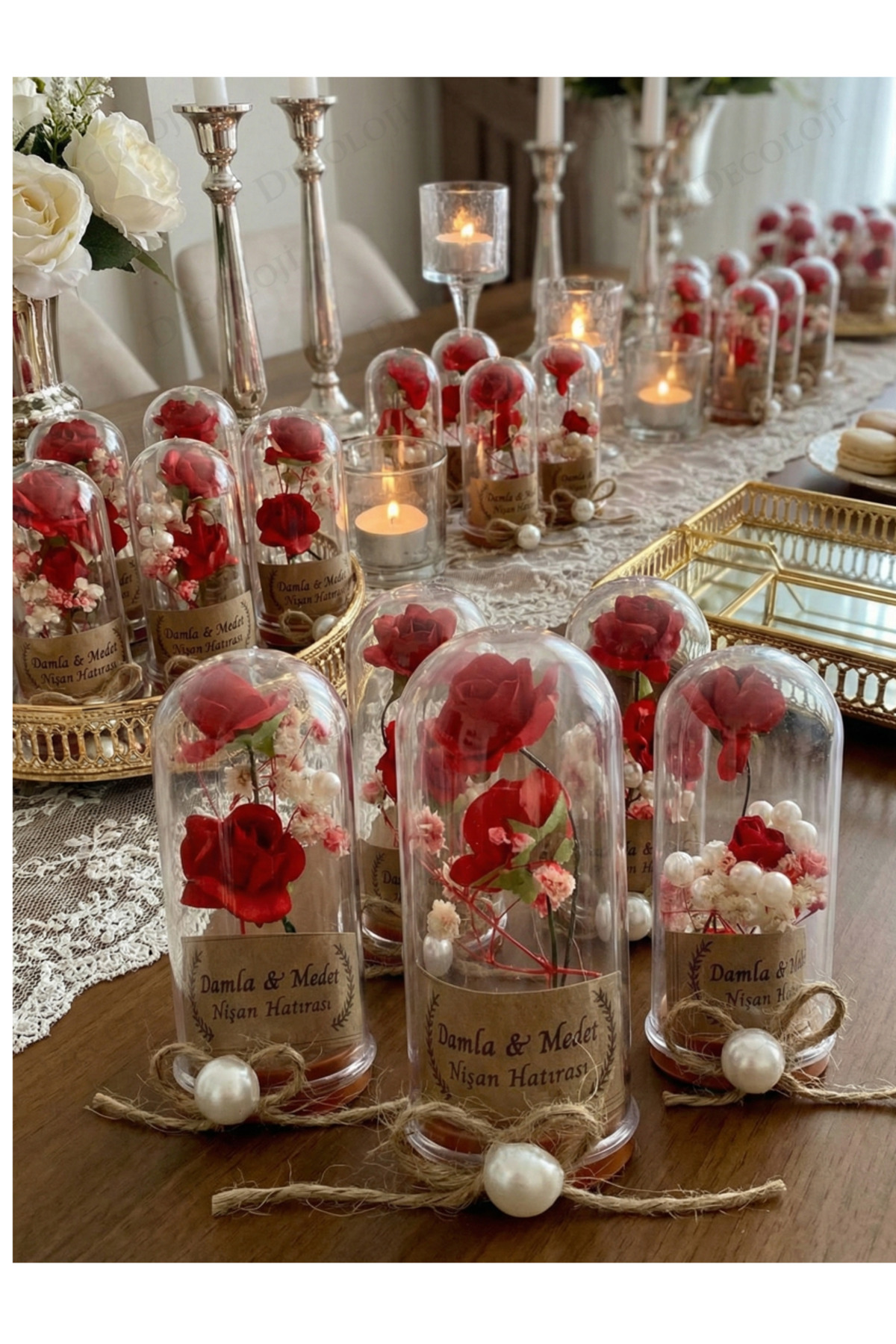 Decoloji Söz, Nişan, Kına, Düğün, Sünnet, Bebek, Mevlüt, Nikah Şekeri Hediyelik Hatıra Plastik Çiçek, 10 Adet fotoğrafı 5 (önizleme)