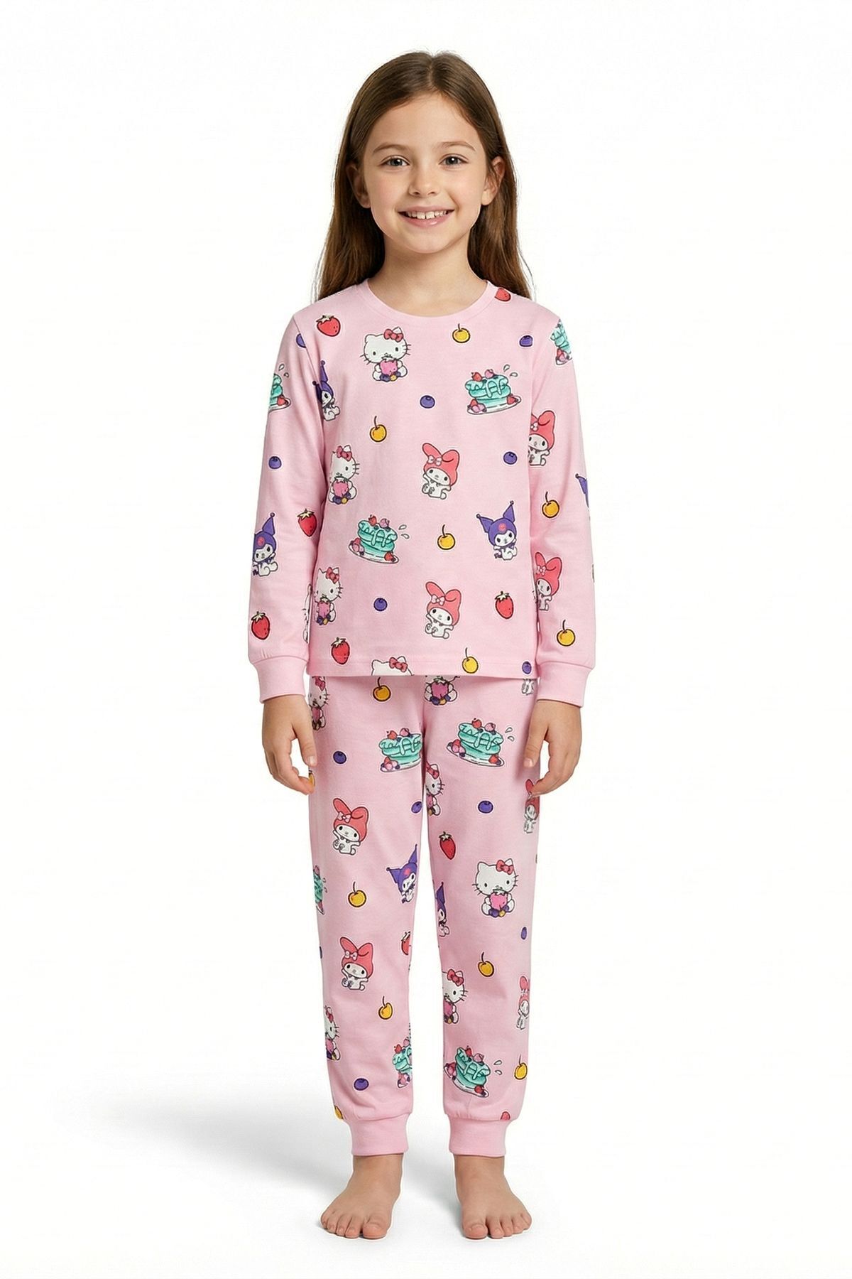 zuzunga Cute Hello Kitty Ve Kuromi Desenli Kız Çocuk Pijama Takımı fotoğrafı 2 (önizleme)