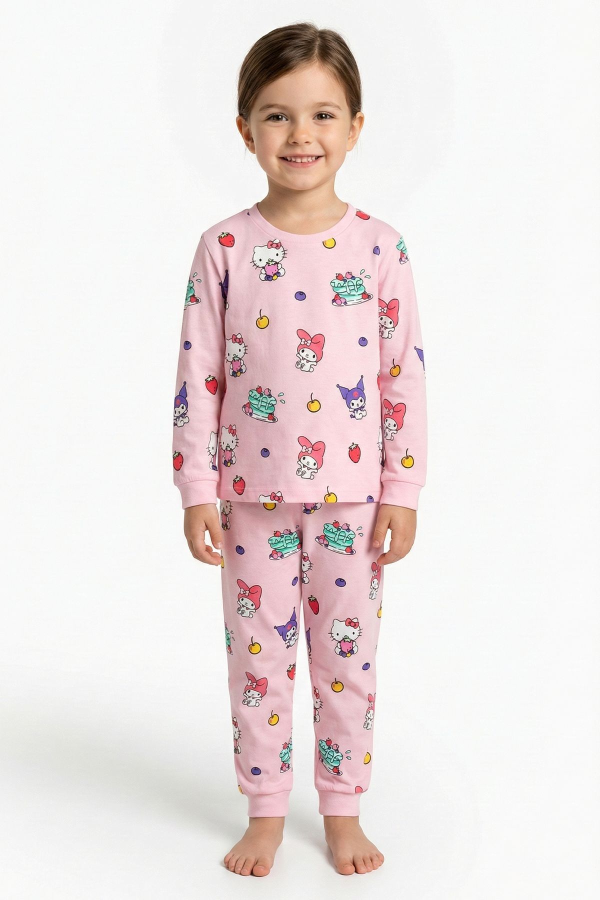 zuzunga Cute Hello Kitty Ve Kuromi Desenli Kız Çocuk Pijama Takımı fotoğrafı 3 (önizleme)