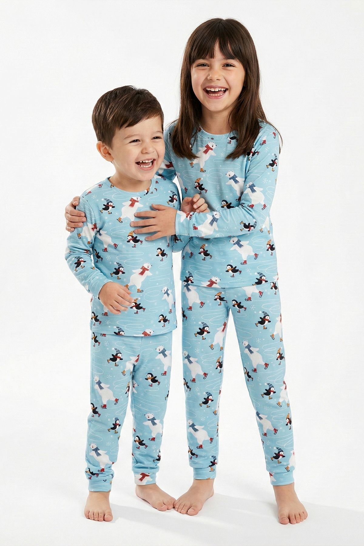 zuzunga Unisex İnterlok Bebe Mavisi Yılbaşı Temalı Pijama Takımı fotoğrafı 2 (önizleme)
