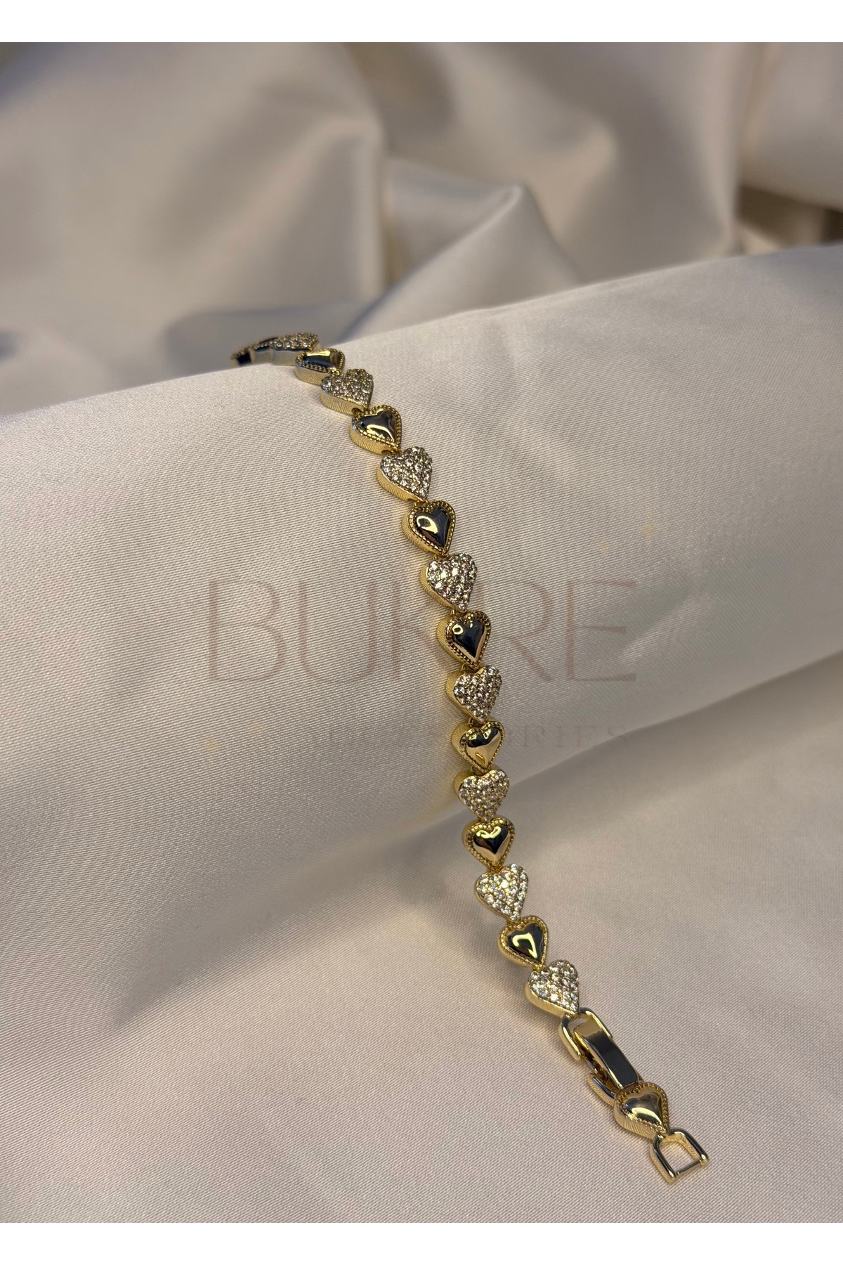 XUPING JEWELRY Xuping 14K VİP Gold Zirkon Taşlı Kalp Bileklik 17+2cm