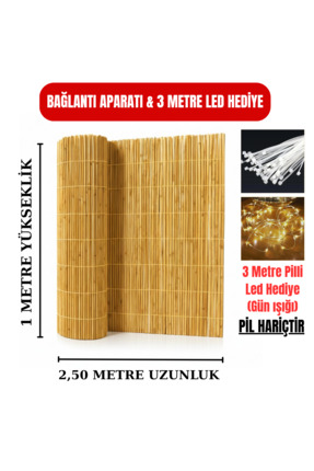 AYGHOME 1 X 2,50 Metre Doğal Kamış Hasır Çit - Balkon Çiti Bahçe Çiti Gölgeli...