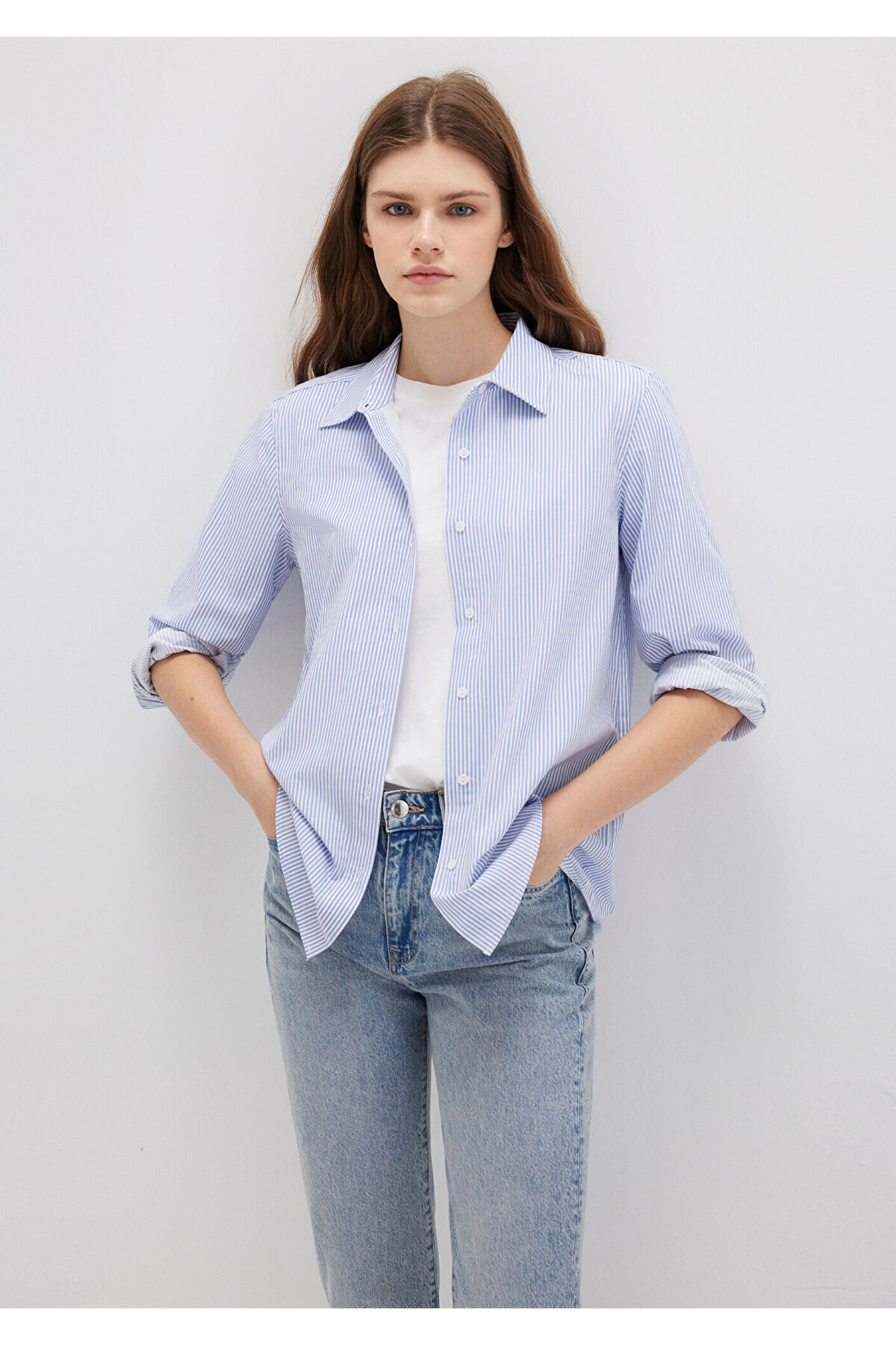 Mavi Çizgili Gömlek Regular Fit / Normal Kesim 1211199-81963 — آبی