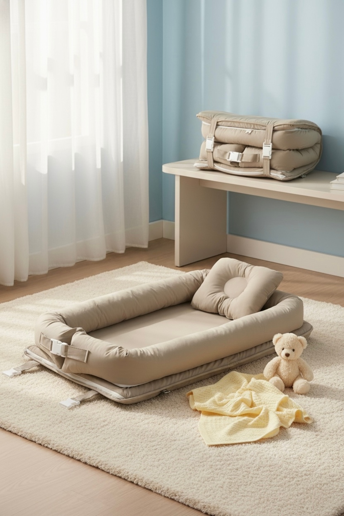 ebabynest Düz Renk Serisi Vizon Katlanabilir Nest fotoğrafı 2 (önizleme)