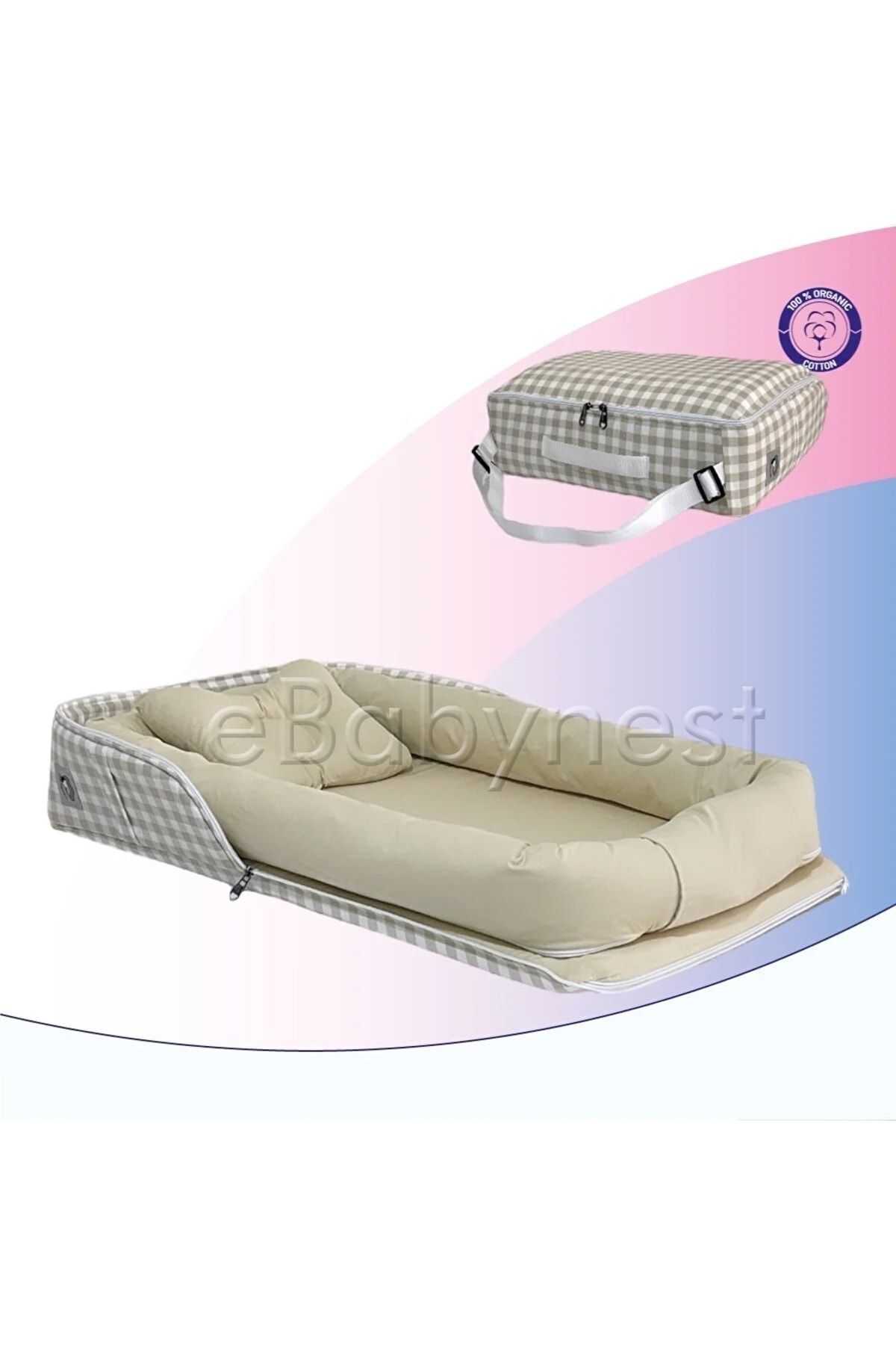 ebabynest Kareli Serisi Vizon Çantalı Nest fotoğrafı 4 (önizleme)