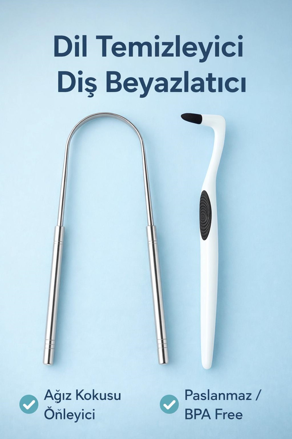 İndirimKap Paslanmaz Çelik Dil Temizleyici / Dil Sıyırıcı Ve Diş Beyazlatıcı ve Diş Silgisi Ağız Bakım Seti - Fiyatı, Yorumları