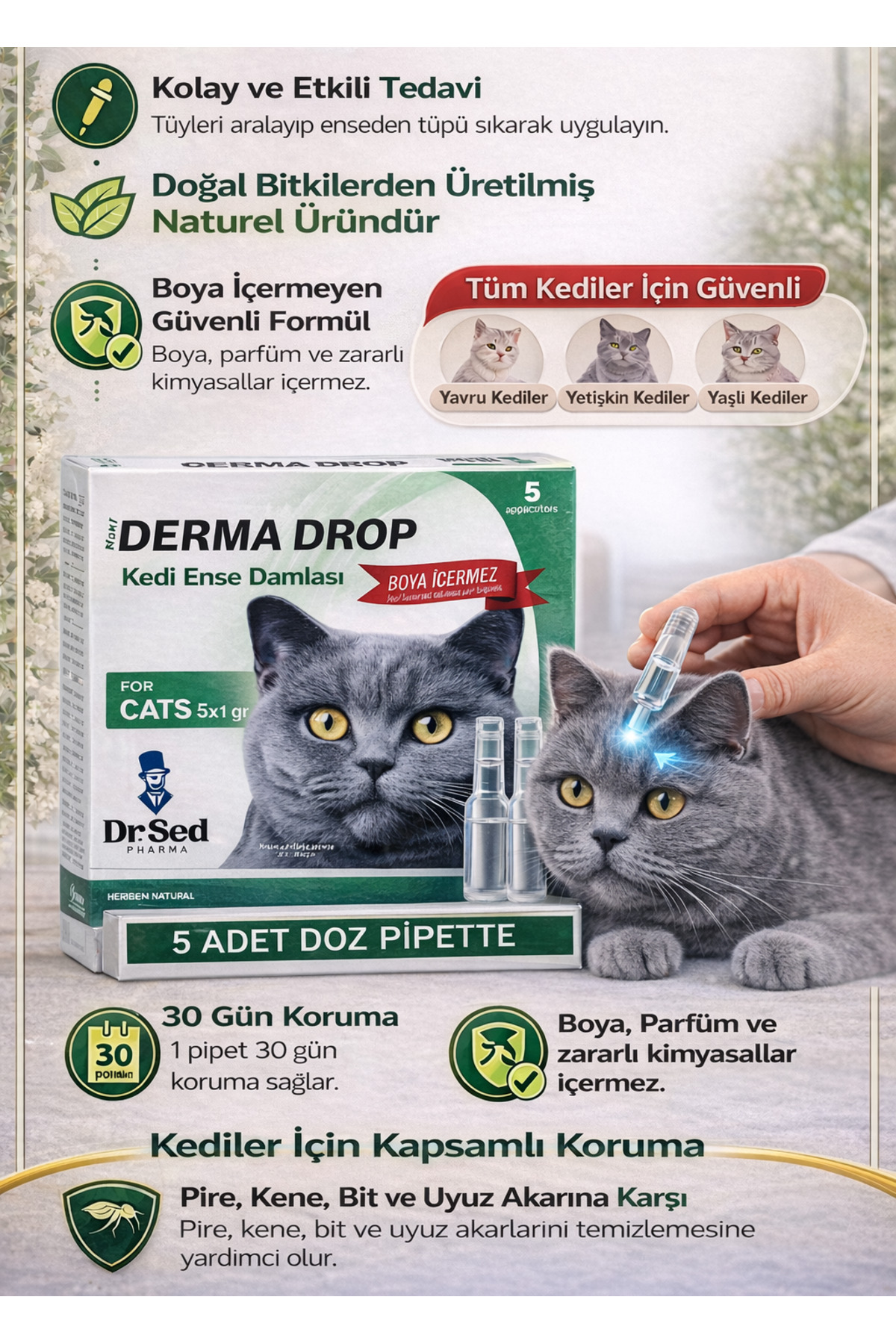 Dr.Sed Dr Sed Pharma Derma Kedi Parazitderi Koruma Damla 4 Kutu
