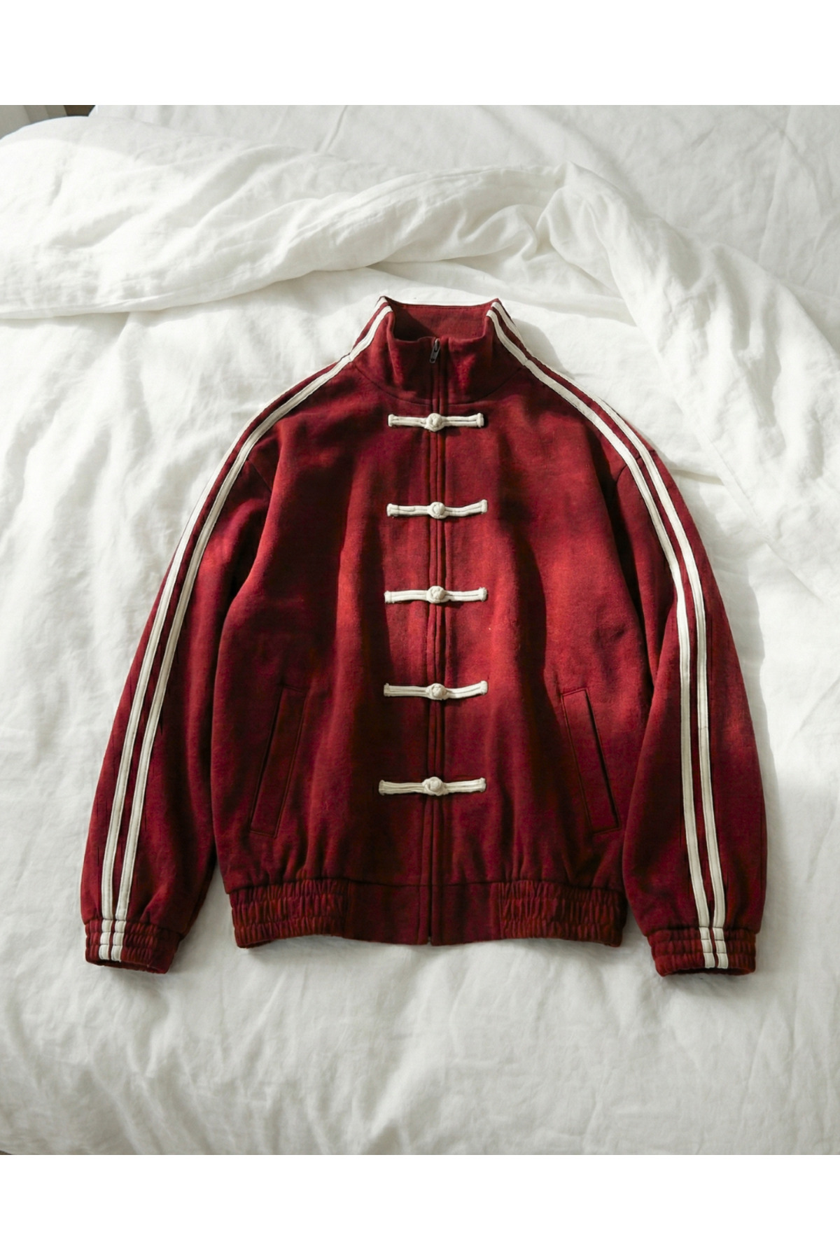 Touz Moda  Çift Çizgili Oversize China Unisex Ceket - Görsel 2