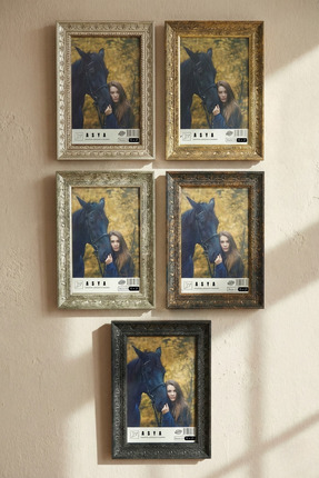 Asya Çerçeve Dekoratif Lüks Antik İşlemeli 5'li Set 15x21 Ayaklı Plastik Foto...