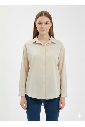 Nior Fashion pamuklu owersize basic kadın gömlek-rahat kalıp