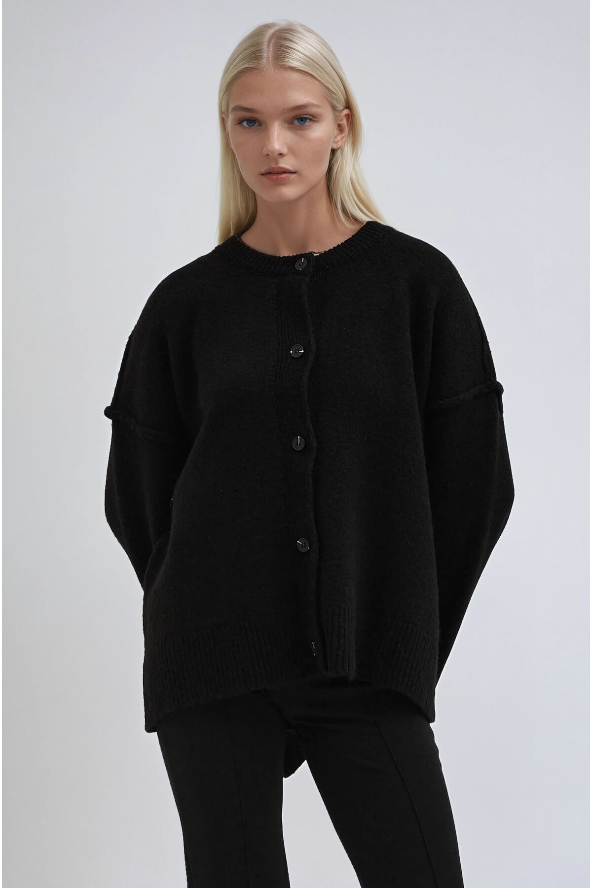 Lijuri  Dikiş Detaylı Basic Triko Hırka 5193 - Görsel 2