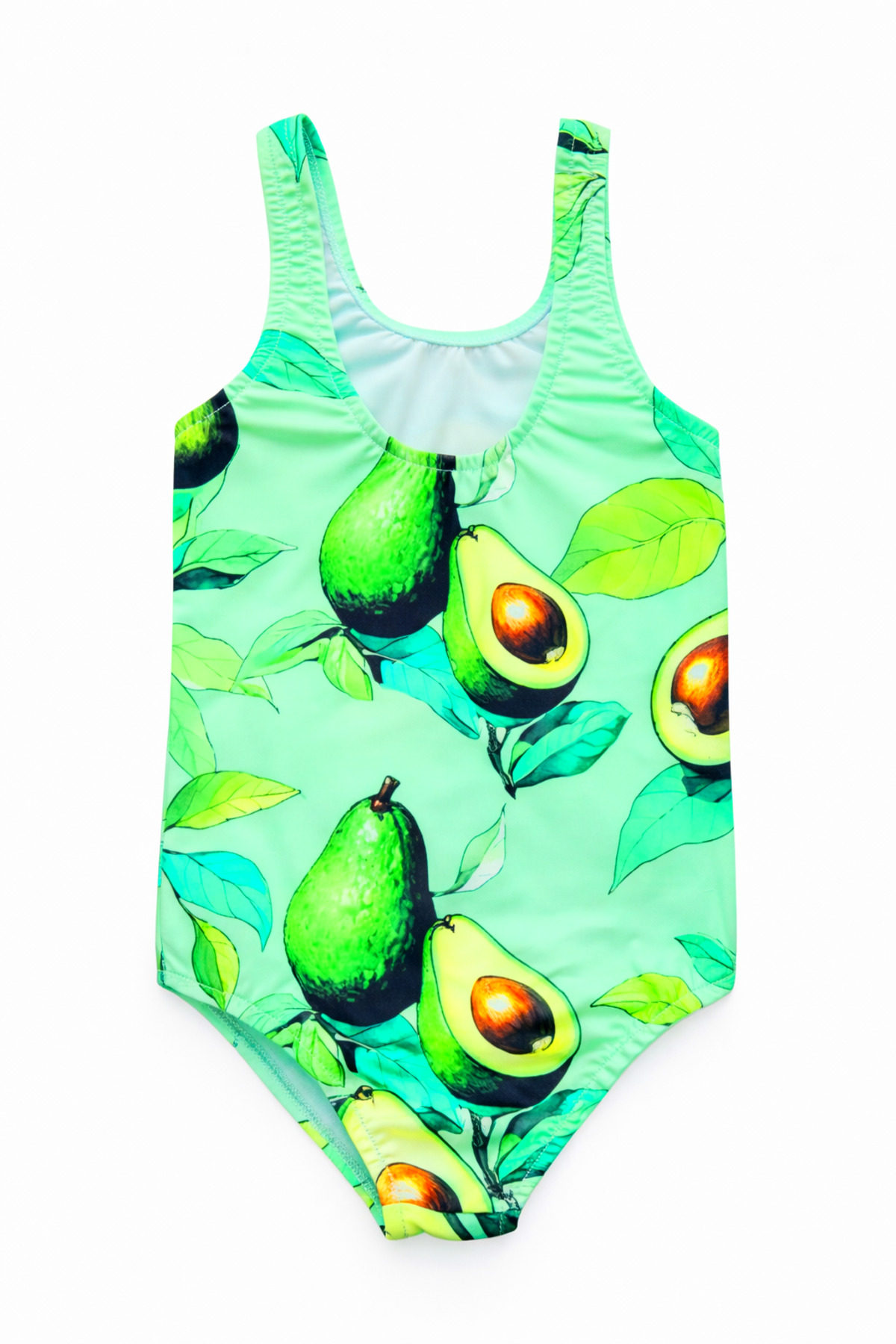 Papiş Kız Çocuk Mayo Sevimli Avokado Baskılı Yeşil Desenli Rahat Hızlı Kuruyan Deniz Havuz Plaj Mayosu fotoğrafı 2 (önizleme)