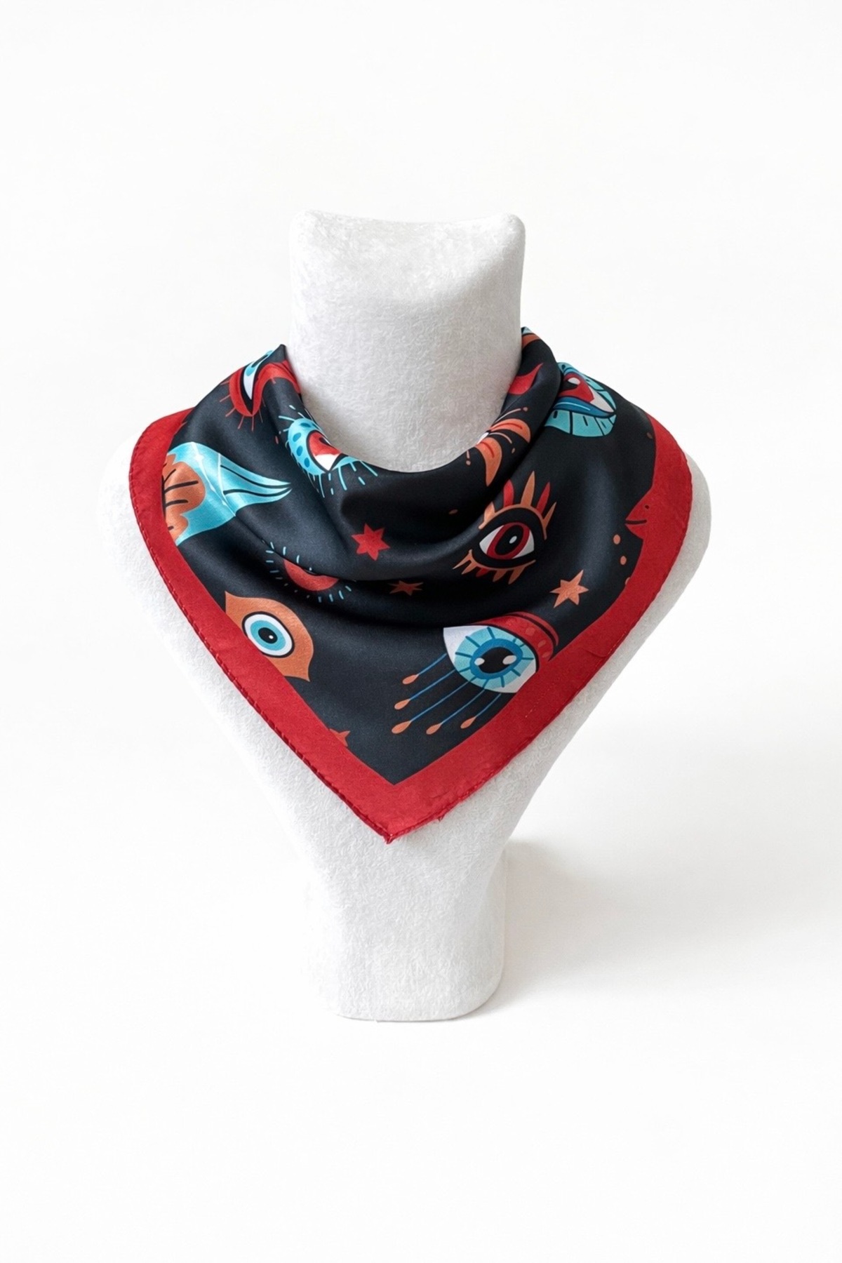 Eye Patterned Satin Scarf Bandana