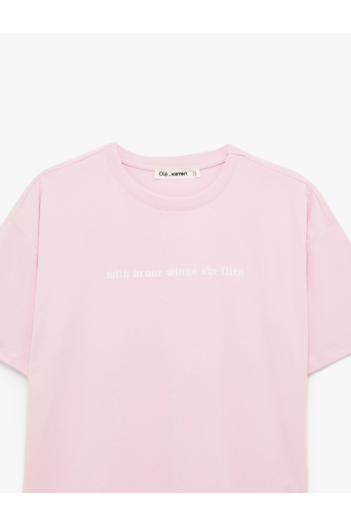 Koton Rahat Kalıp Baskılı Pembe Kadın T-Shirt 6SAL10099IK görsel 5