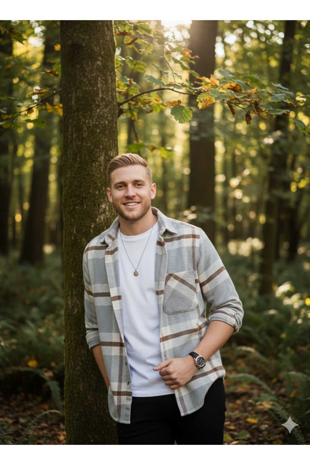 YNGMENCLASS  TEK CEP DETAYLI EKOSE DOKULU KAŞMİR PAMUKLU KIŞLIK ODUNCU GÖMLEĞİ - Görsel 2