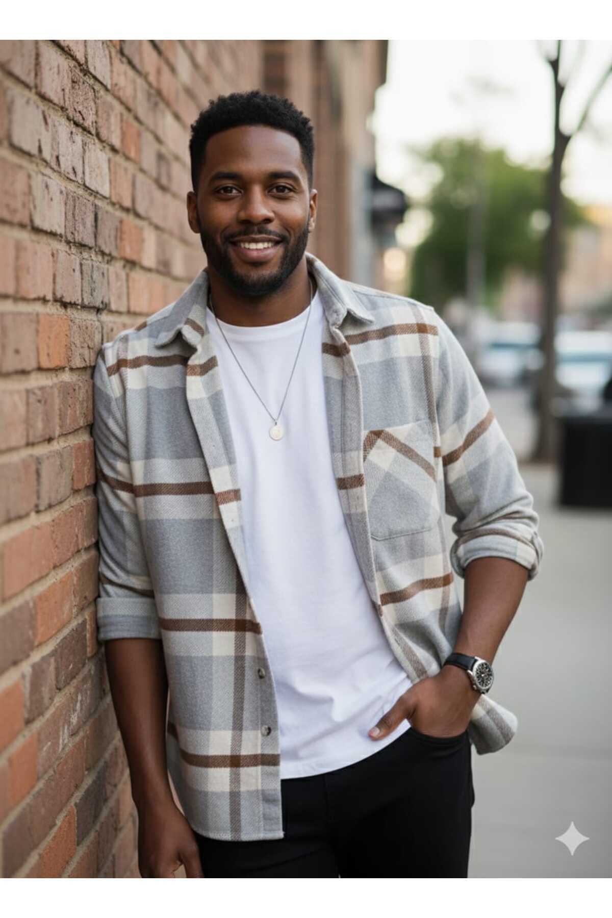 YNGMENCLASS  TEK CEP DETAYLI EKOSE DOKULU KAŞMİR PAMUKLU KIŞLIK ODUNCU GÖMLEĞİ - Görsel 3