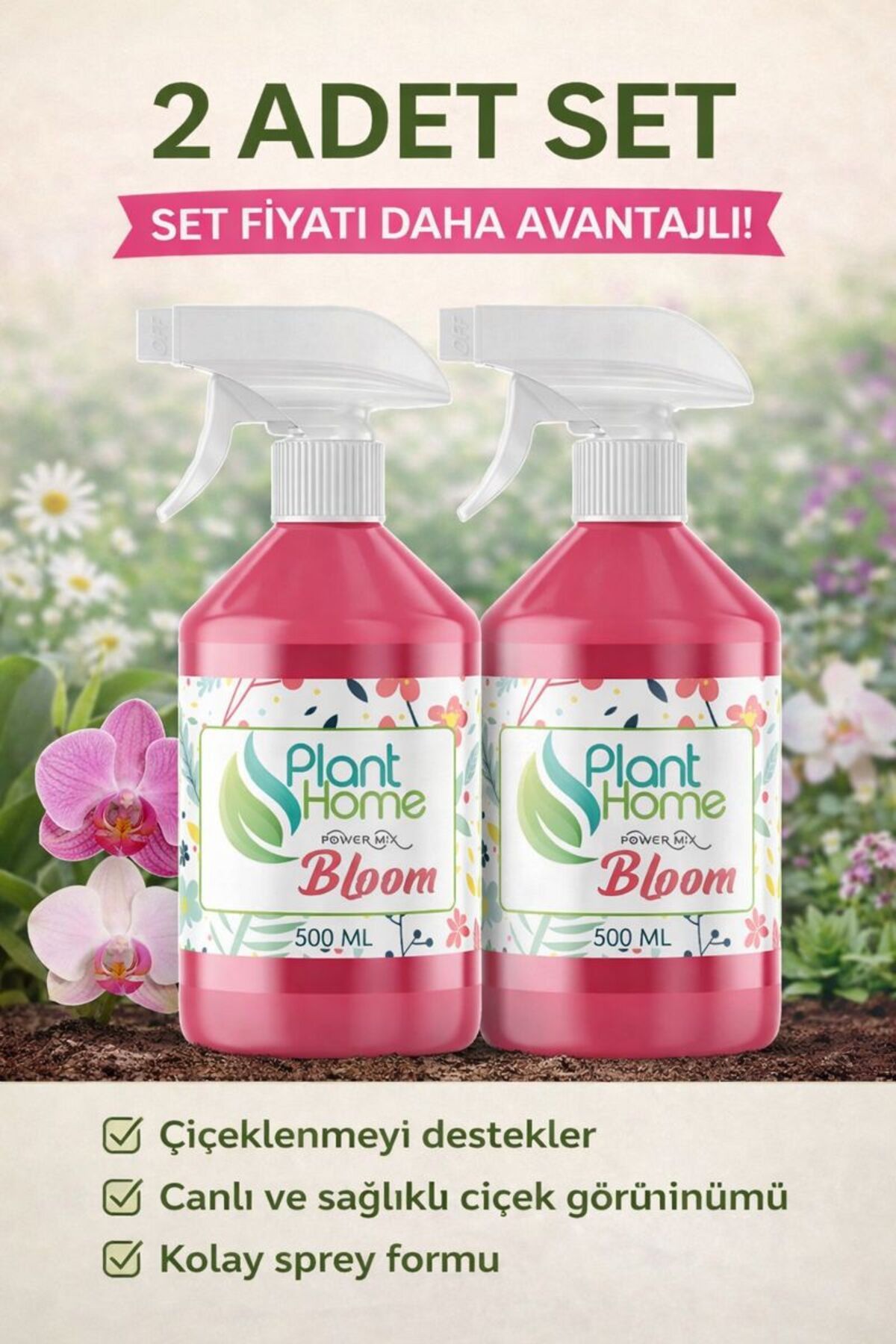 plant-home Bloom Çiçeklenme Destekleyici Sprey 500 ml – 2'li Set