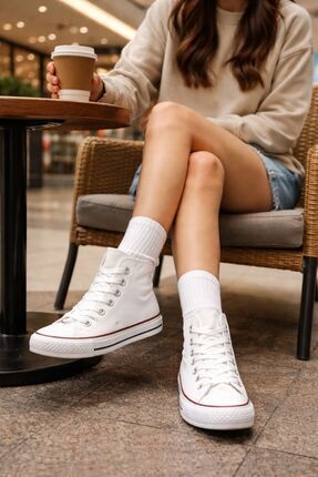 FLARF Günlük Rahat Bilekli Keten Kadın Sneaker Spor Ayakkabı