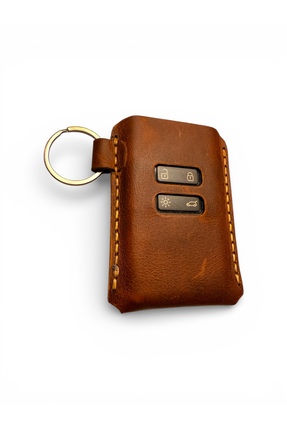 Minimalim Leather Craft Renault uyumlu Deri Anahtarlık | El Yapımı Hakiki Der...