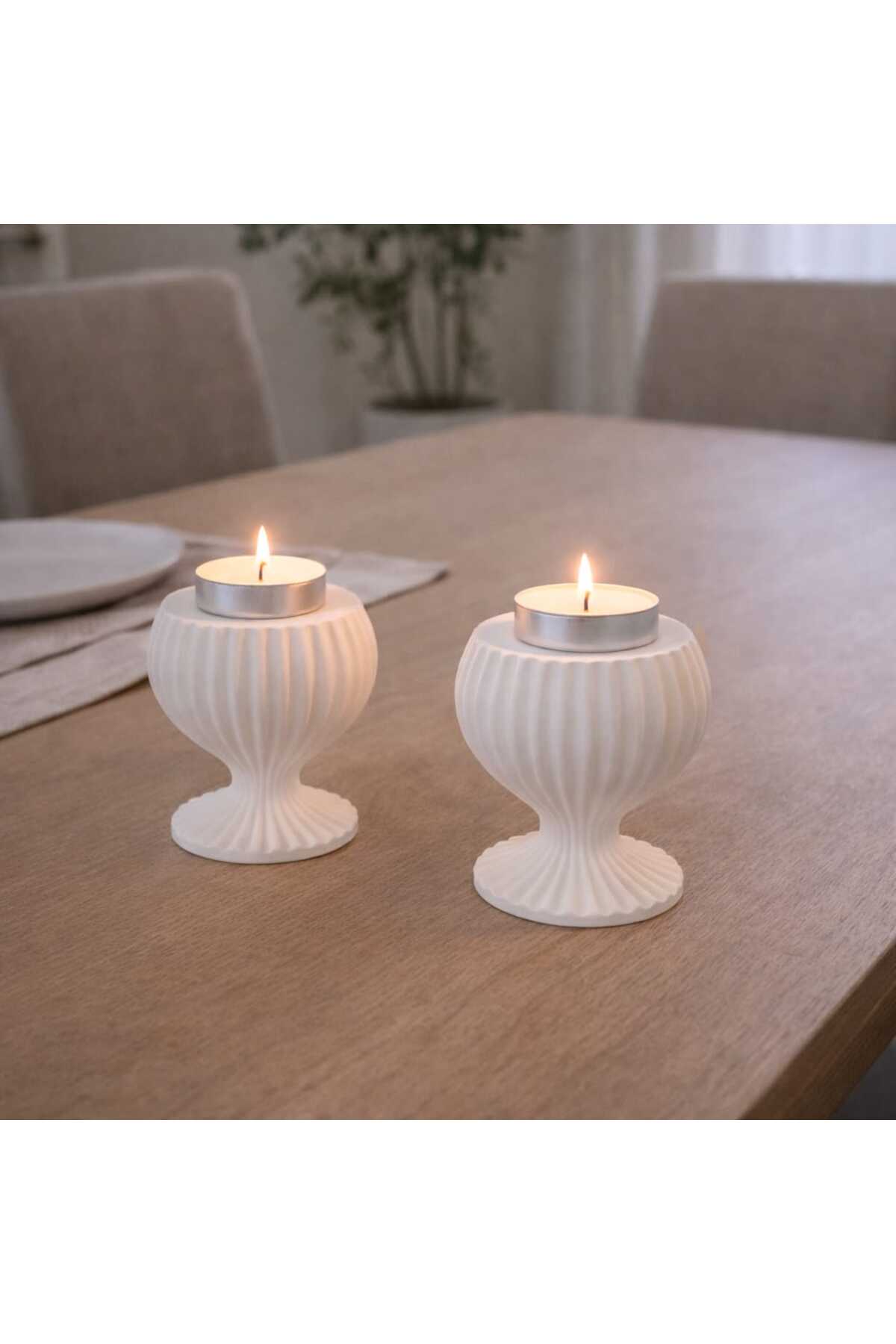 El Yapımı Beton Tealight Mumluk Seti