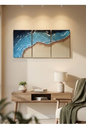 AURARTSTUDİO Premium Soyut Dokulu Üçlü Tablo Seti | Modern Duvar Tablosu