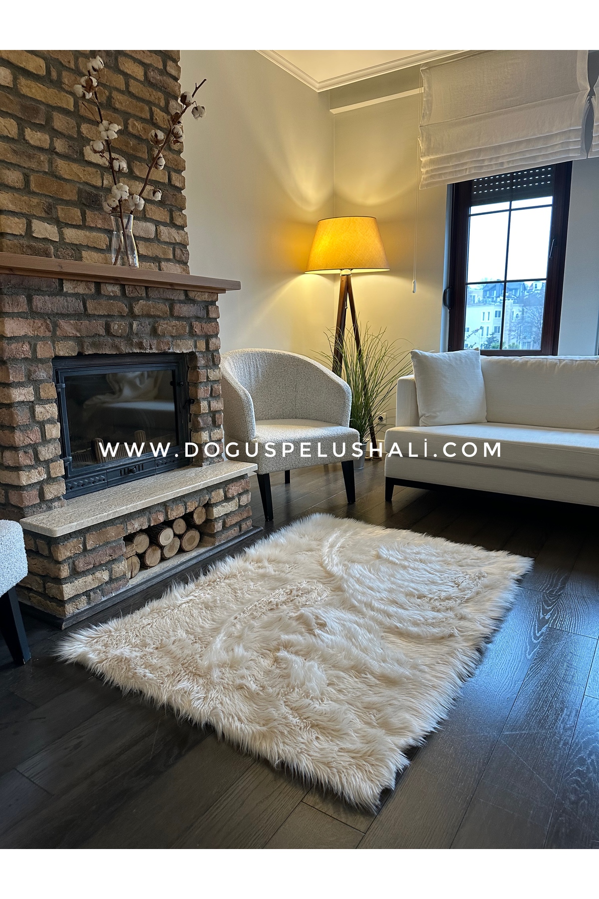 A Post Beige Soft Textured Plush Rug Rectangle