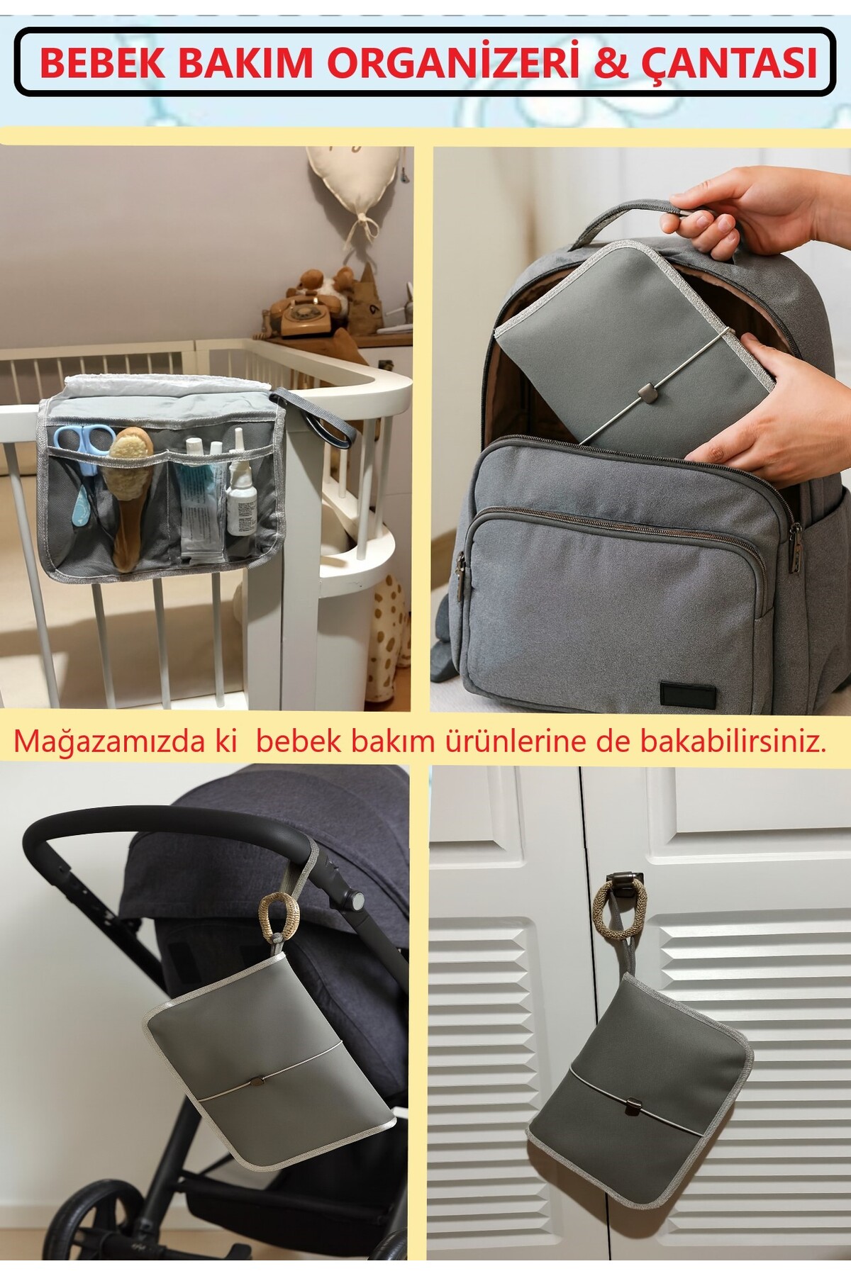 ALİTA TEXTILE Anne Bebek Çantası, Bebek Alt Açma Bakım Çantası, Bebek Alt Değiştirme, Yenidoğan Alt Açma Organizer fotoğrafı 2 (önizleme)