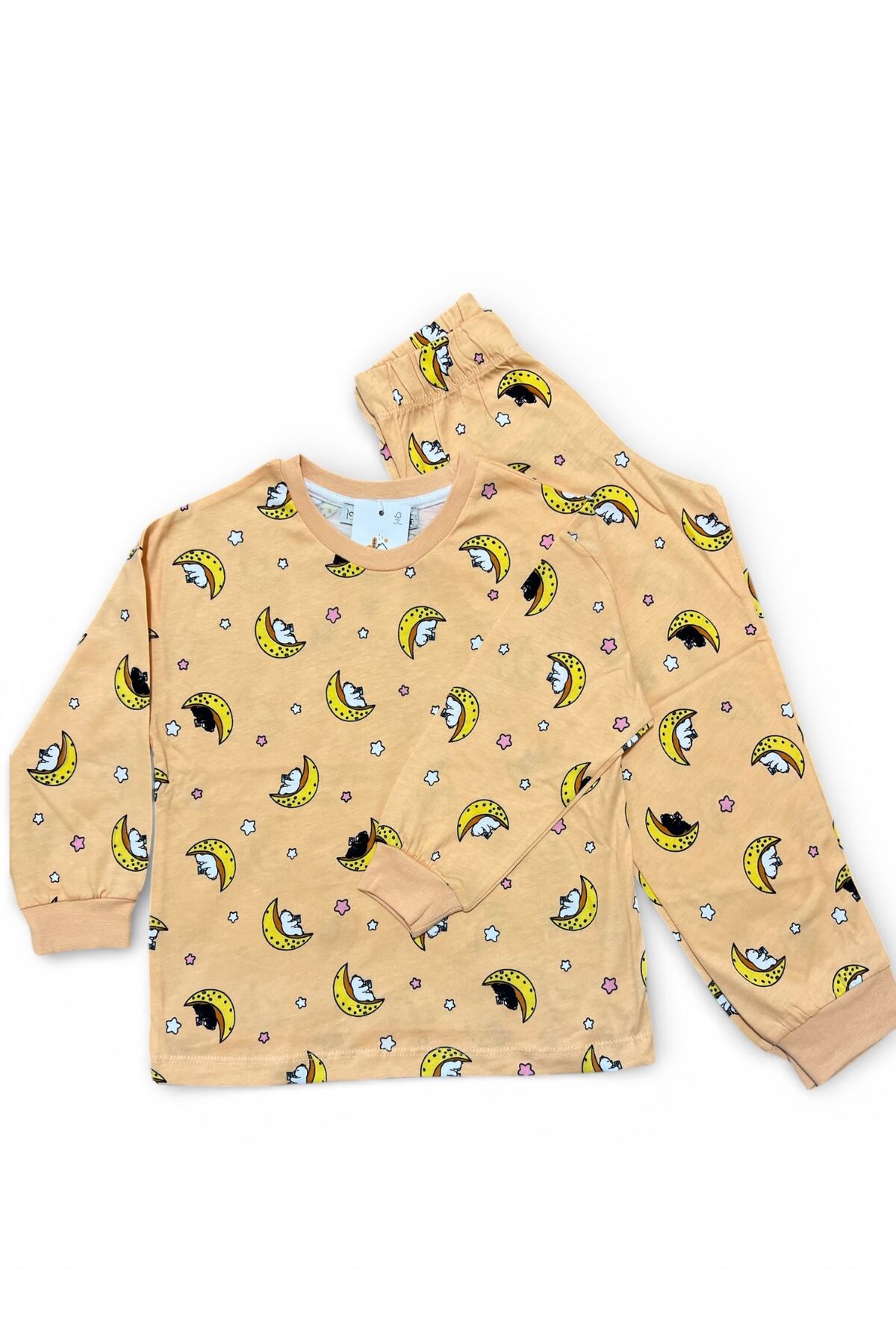 İsobel Kids KAVUNİÇİ RENK %100 PAMUK SÜPREM KUMAŞ KARIŞIK DESEN KIZ ÇOCUK PİJAMA TAKIMI fotoğrafı 6 (önizleme)