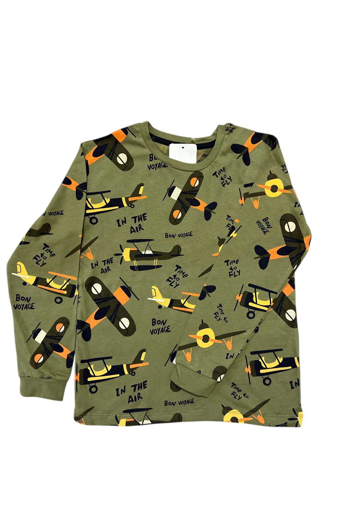 İsobel Kids HAKİ YEŞİLİ HELİKOPTER DESENLİ %100 PAMUK SÜPREM KUMAŞ ERKEK ÇOCUK PİJAMA TAKIMI fotoğrafı 4 (önizleme)