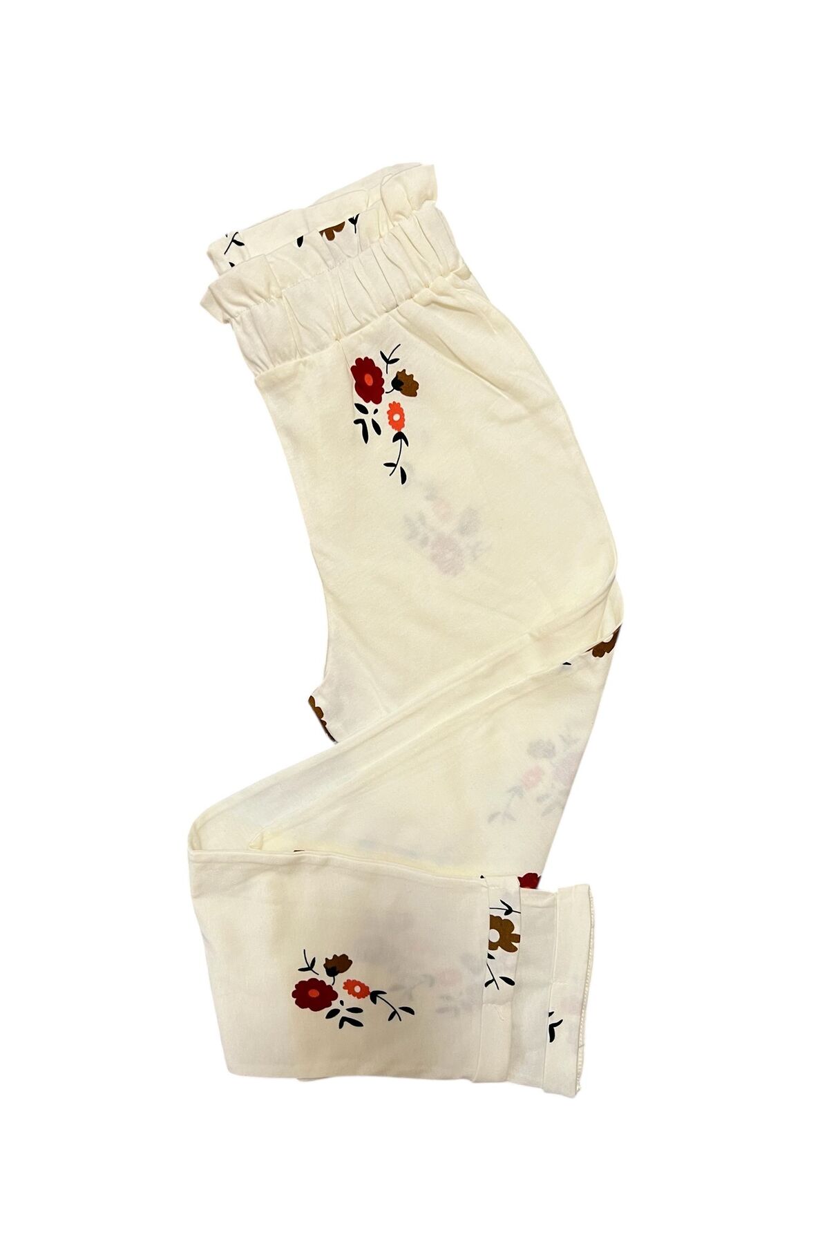 İsobel Kids BEYAZ ÖNLÜK YAKA ÇİÇEK DESENLİ %100 PAMUK SÜPREM KUMAŞ KIZ ÇOCUK PİJAMA TAKIMI fotoğrafı 5 (önizleme)