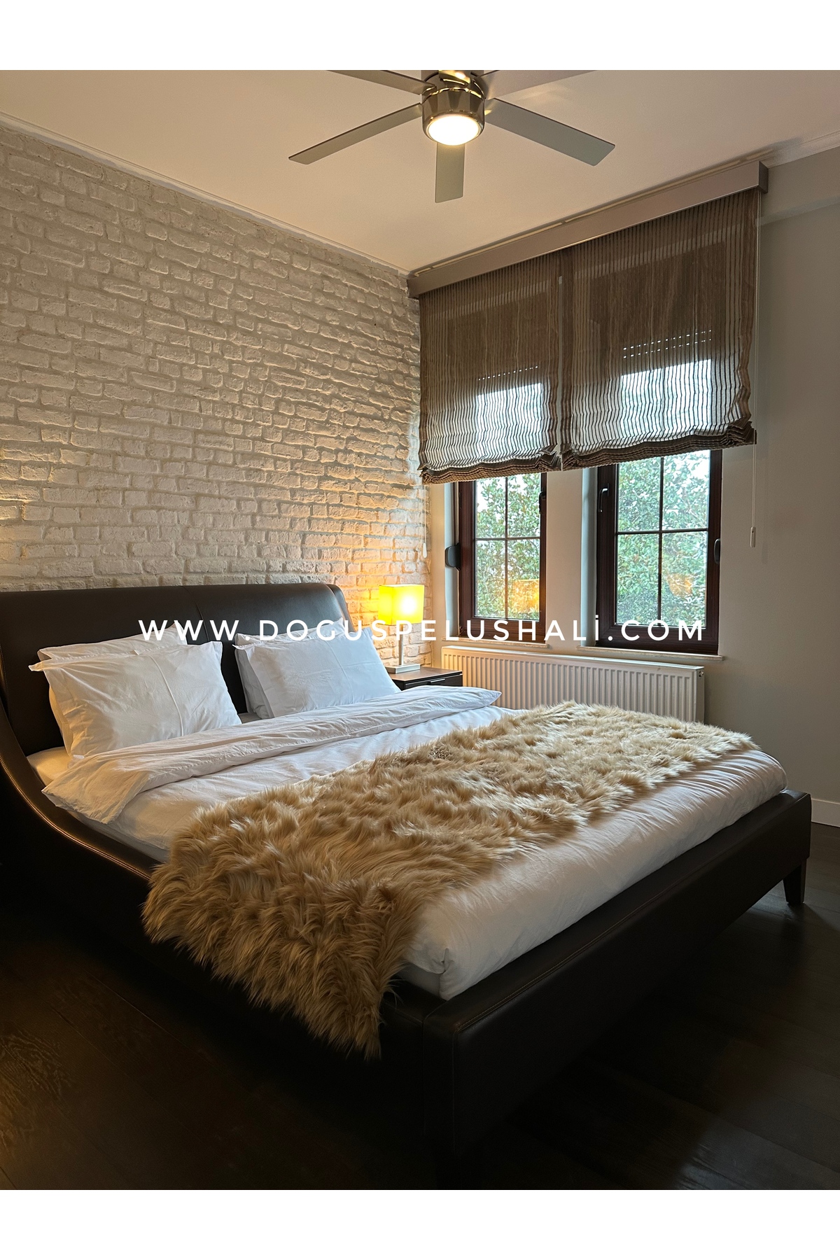 Soft Textured Camel Plush Bedding End Runner