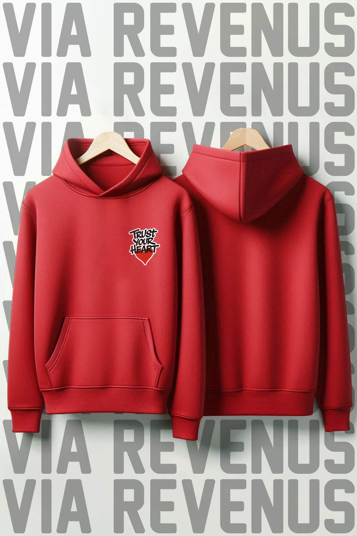 Vordevia Trust Your Heart Printed Unisex Oversized Hooded Sweatshirt Design Graphic Hoodie