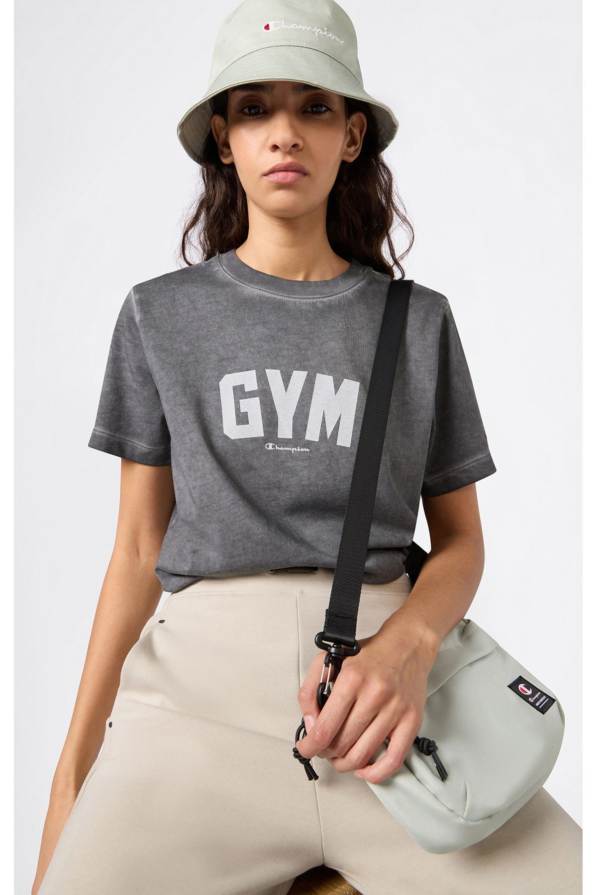 Champion Athletics Short-Sleeve Tee Siyah Kadın Tişört - 118402-KK001 görsel 4