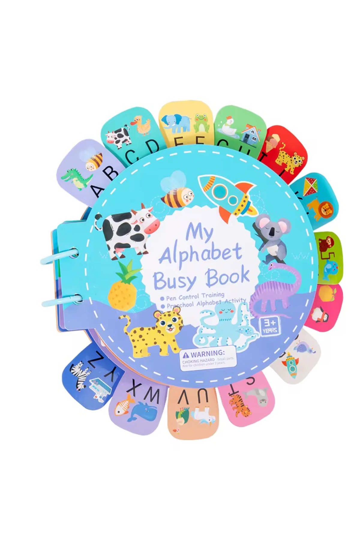 کتاب سرگرمی الفبای من – کتاب فعالیت آموزشی قابل استفاده مجدد برای یادگیری حروف – اسباب‌بازی آموزشی – سنین ۳ سال به بالا