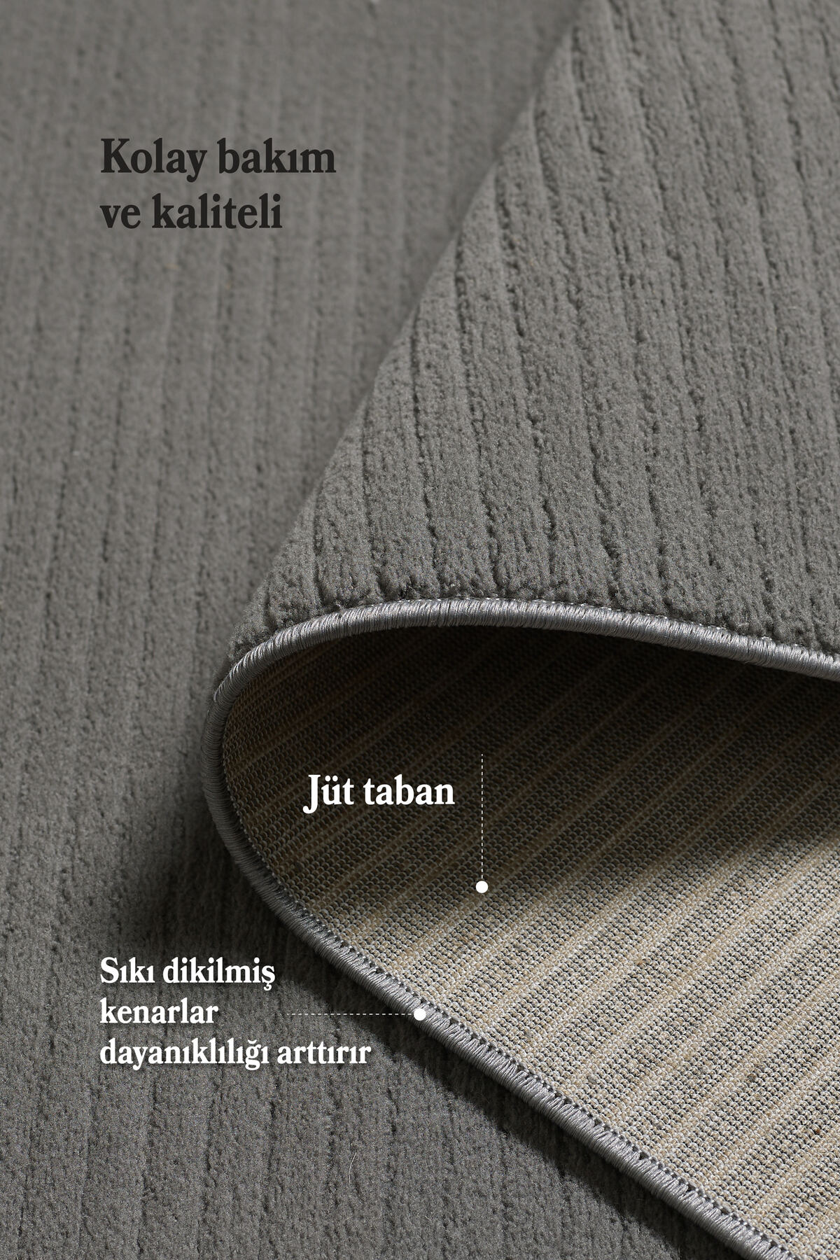 Soft Textured Anti-allergic Gray Jute Floor Carpet, Rug, Runner, Living Room, Kitchen, Corridor Carpet