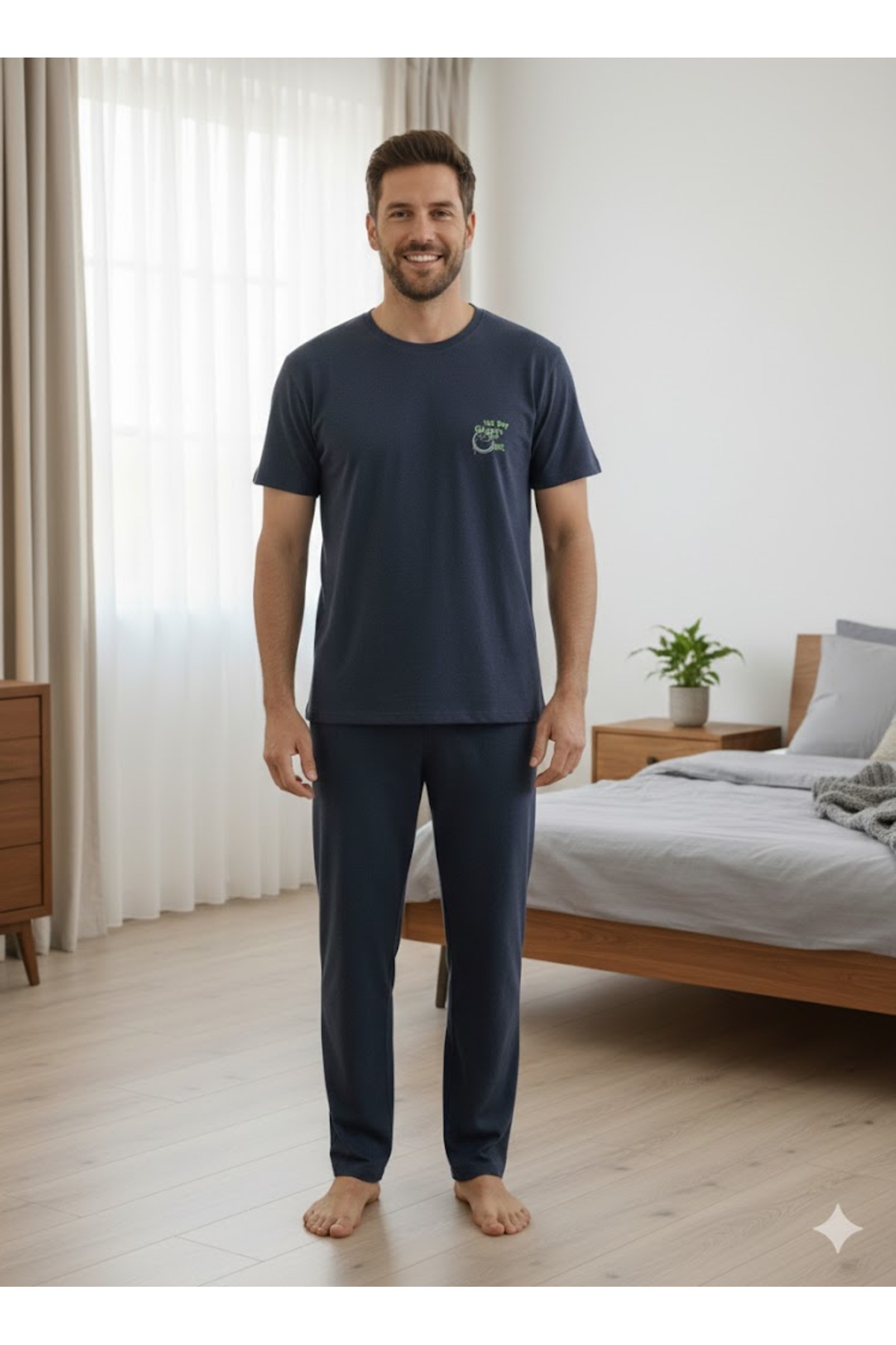 Generic Brands Men's Summer Short Sleeve Printed Pajama Set