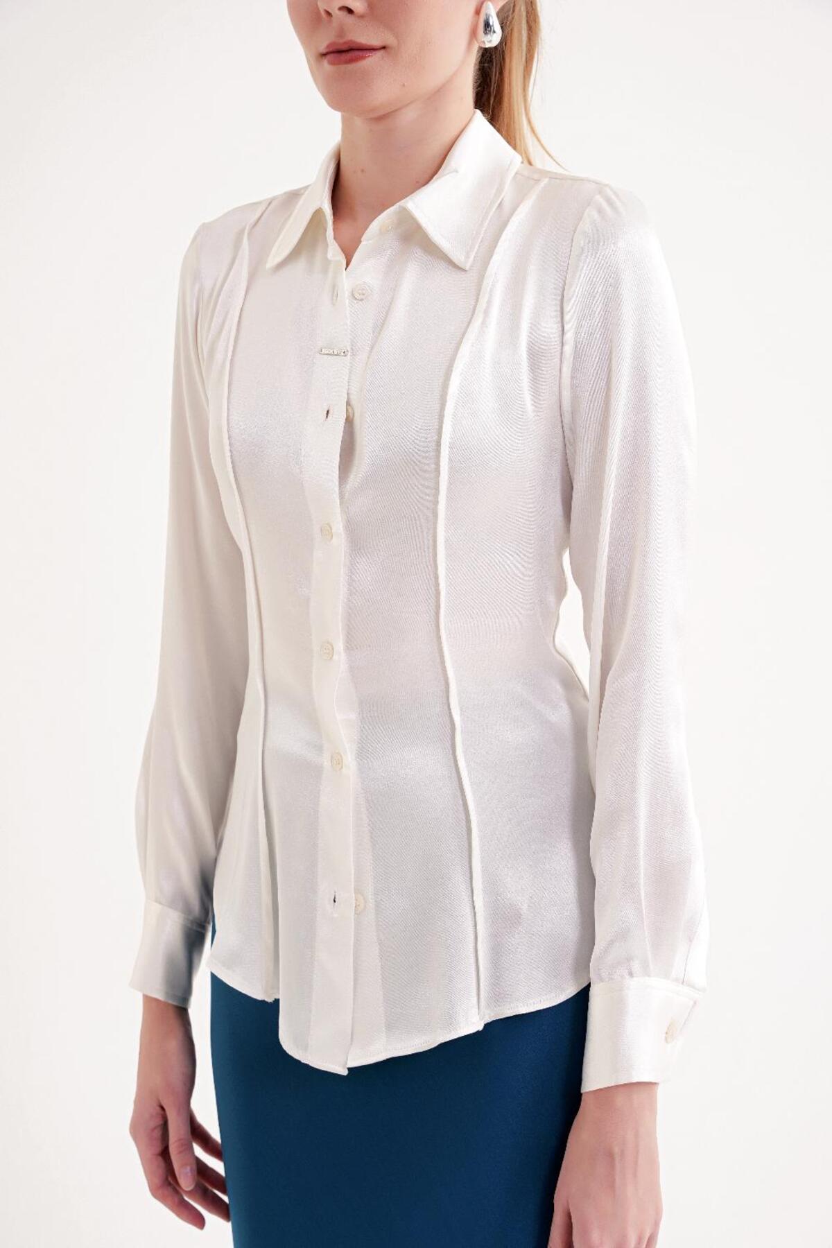 SOCIETA  Ekru Dar kesim gömlek 10766 - Görsel 3
