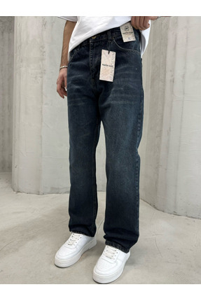 MARTIN MIX'S Martin Mik’s Erkek Lacivert Yıkamalı Düz Kesim Jean Pantolon