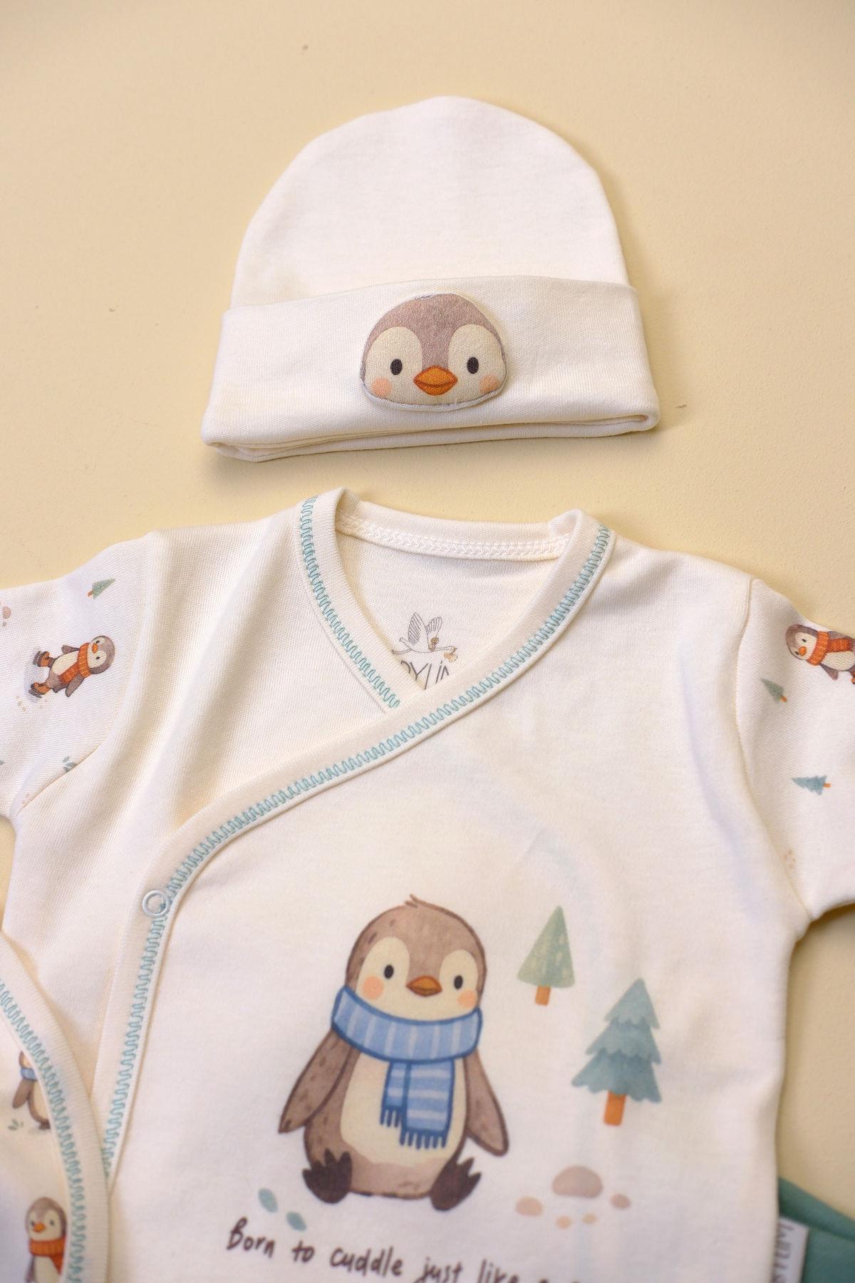 BABYLİM Mutlu Penguen Erkek Bebek Hastane Çıkışı %100 Pamuk Yeni Doğan Seti 0-3ay fotoğrafı 6 (önizleme)
