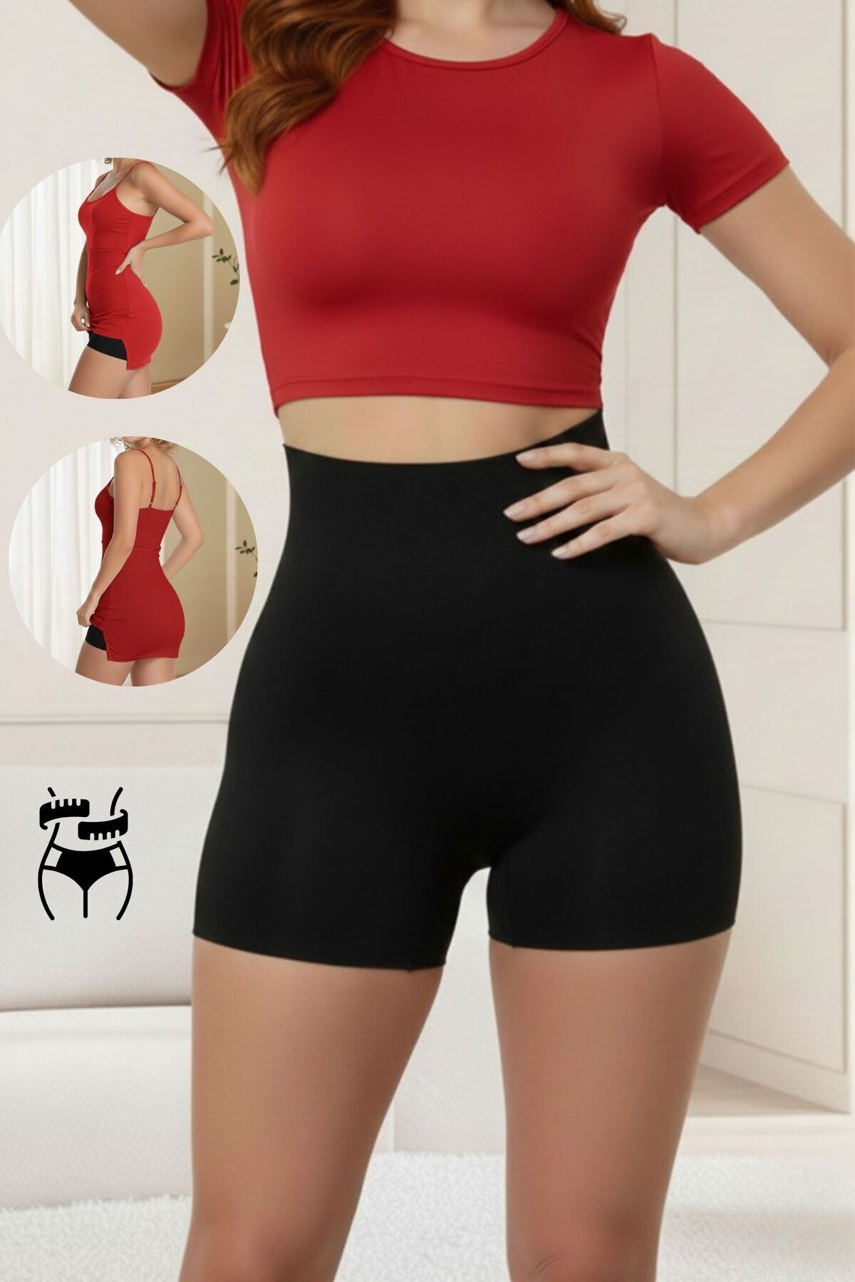 MİSTİRİK Gretola Model Toparlayıcı Sıkılaştırıcı Yüksek Bel Lazer Boxer Korse Siyah Renk