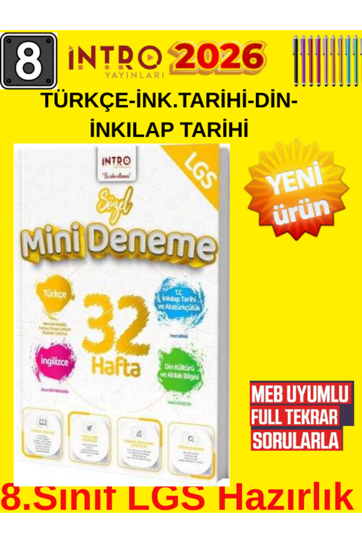 Mozaik Yayınları İntro 8.Sınıf Lgs Sayısal-Sözel 32 Haftalık Mini