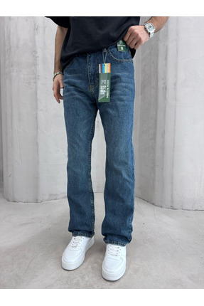 MARTIN MIX'S Martin Mik’s Erkek Mavi Yıkamalı Düz Kesim Jean Pantolon