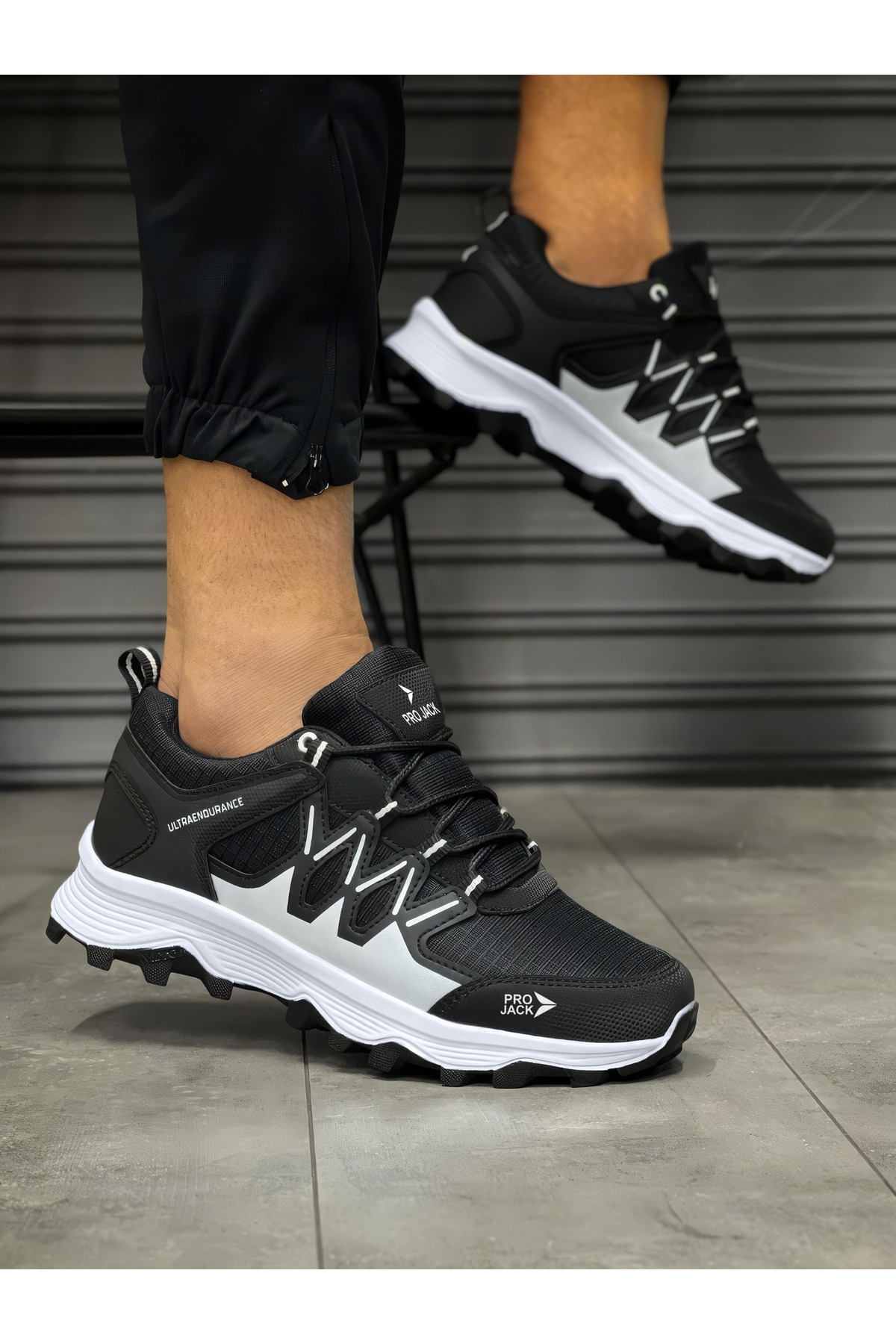 Projack  Siyah Beyaz kadın Ortopedik Günlük Spor Ayakkabı - Görsel 2