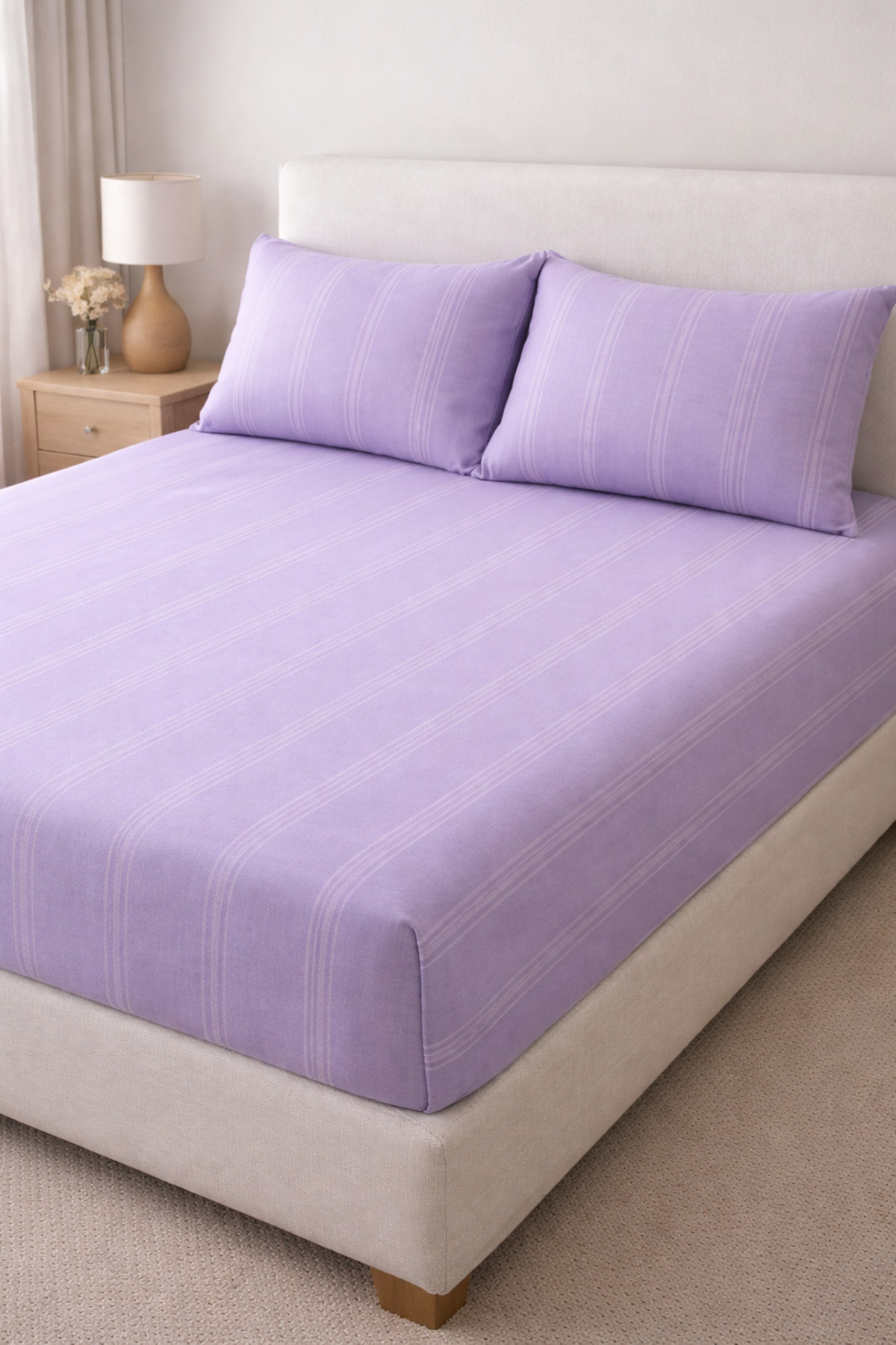 Cotton Buldan Woven Washed Double Fitted Bed Sheet