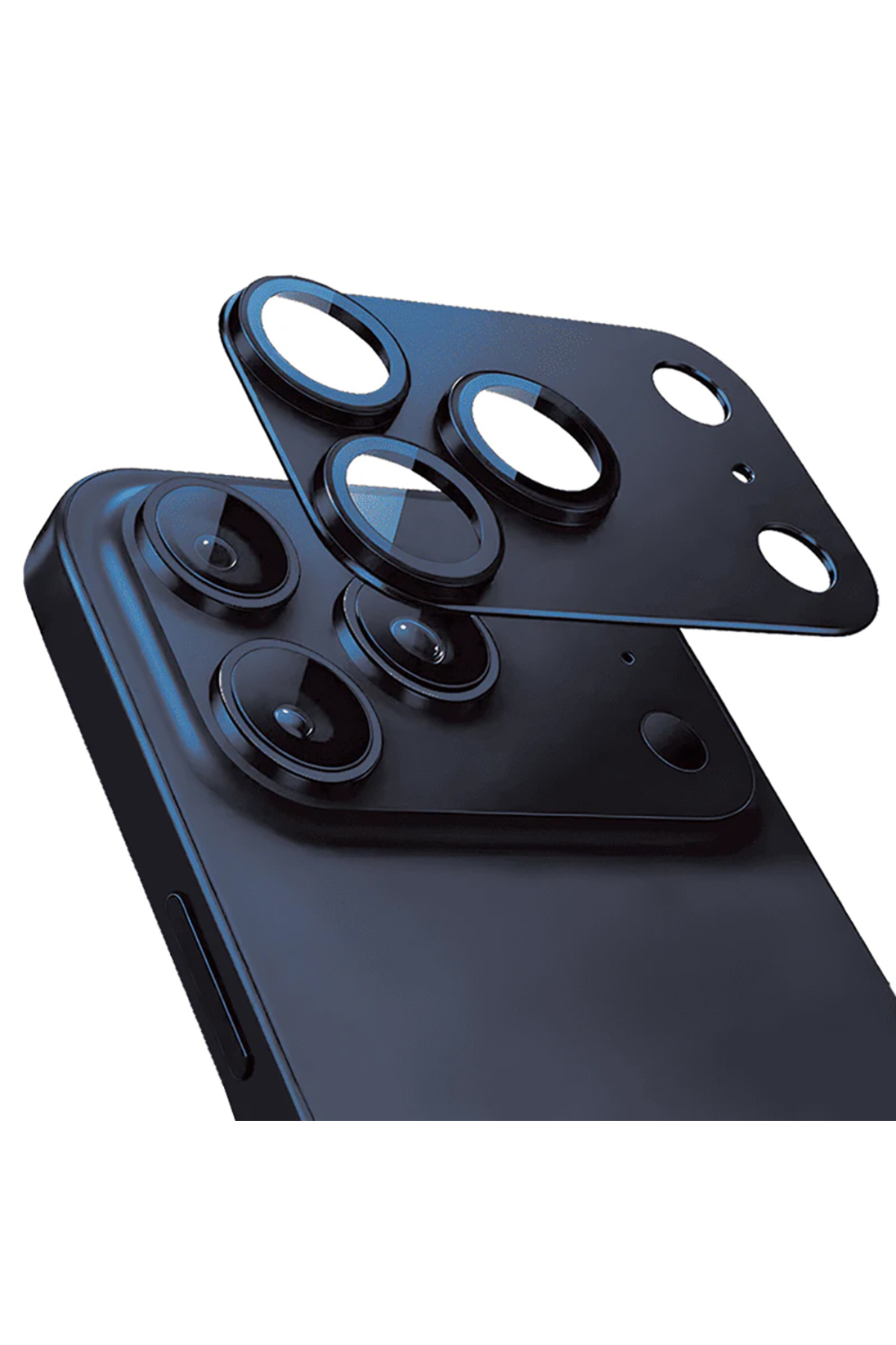 iPhone 17 Pro Uyumlu Mohseven Alüminyum Kaplamalı Safir Anti Reflective Kamera Lens Koruyucu Lacivert