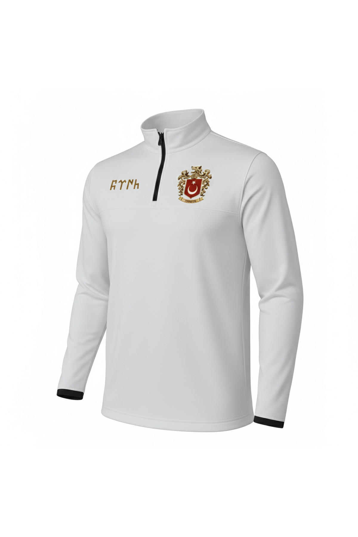 Elvellon Türkiye Kurtlu Arma Yarı Fermuarlı Spor Sweatshirt Unisex görsel 3