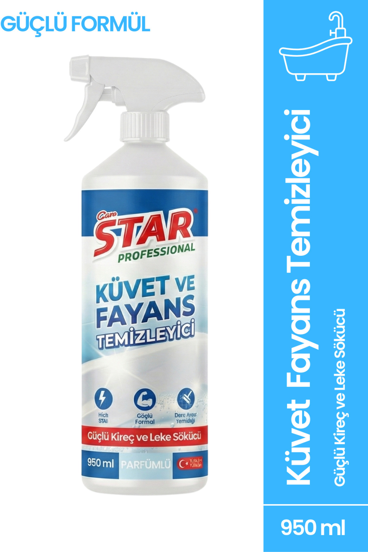 CanStar Küvet ve Fayans Temizleyici 950 ml - Banyo Temizleyici, Kireç ve Sabun Kalıntısı Çözücü