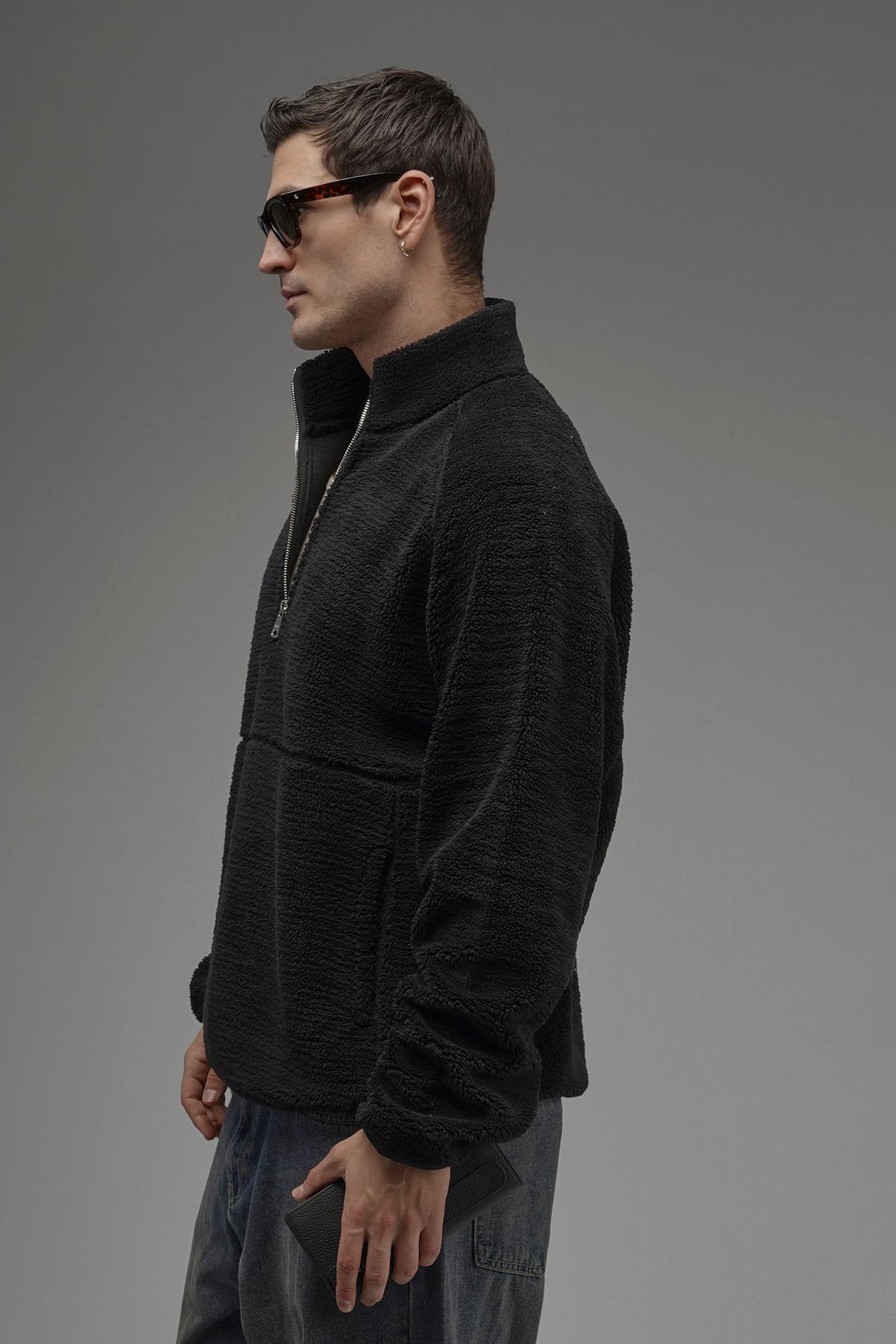 Butik Trend Biz Oversize Yarım Fermuarlı Dik Yaka Peluş görsel 4