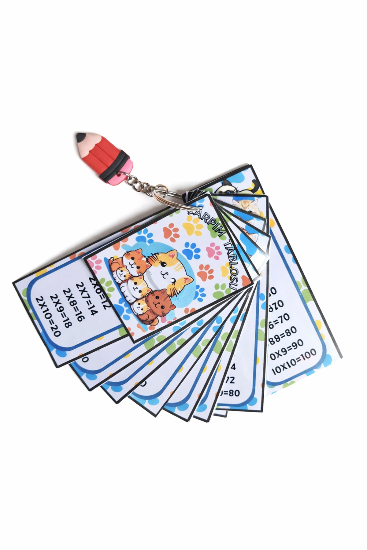 Edu&Hobby Çarpım Tablosu Kartları Anahtarlık | Kolay Öğrenme | Kedi Temalı Eğitici Kartlar fotoğrafı 3 (önizleme)
